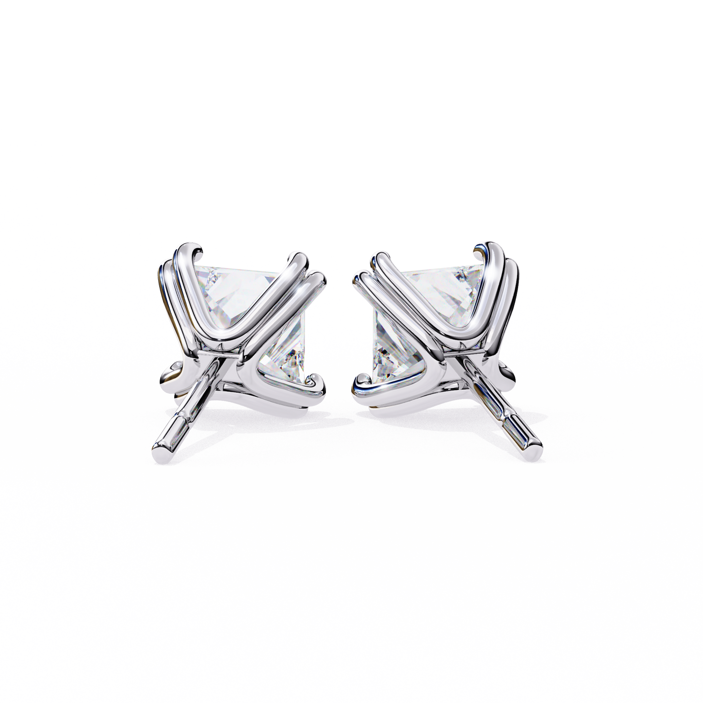 Princess Cut Lab Grown Diamond Stud Earrings