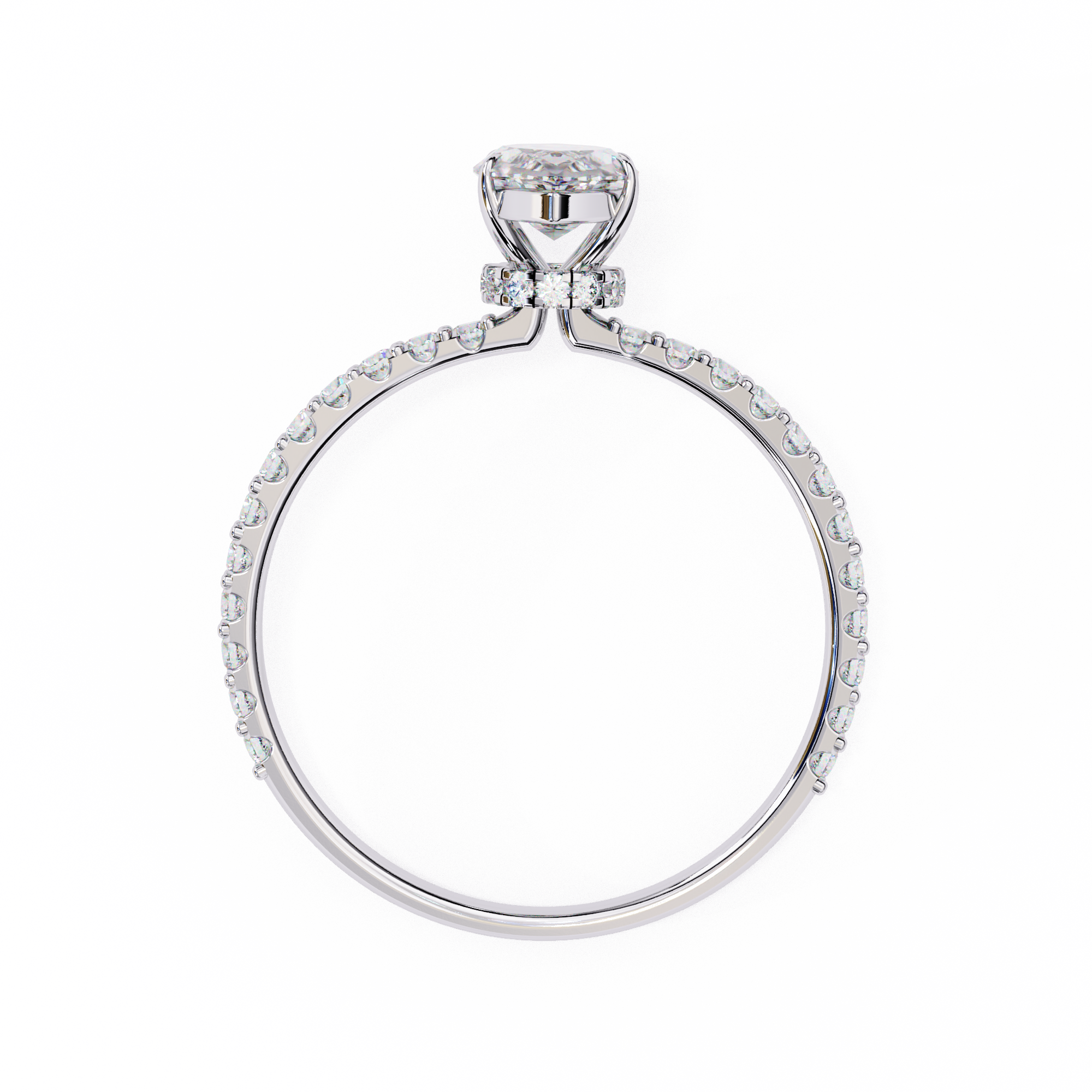 Women's Marquise Solitaire Diamond Ring With pave & under halo