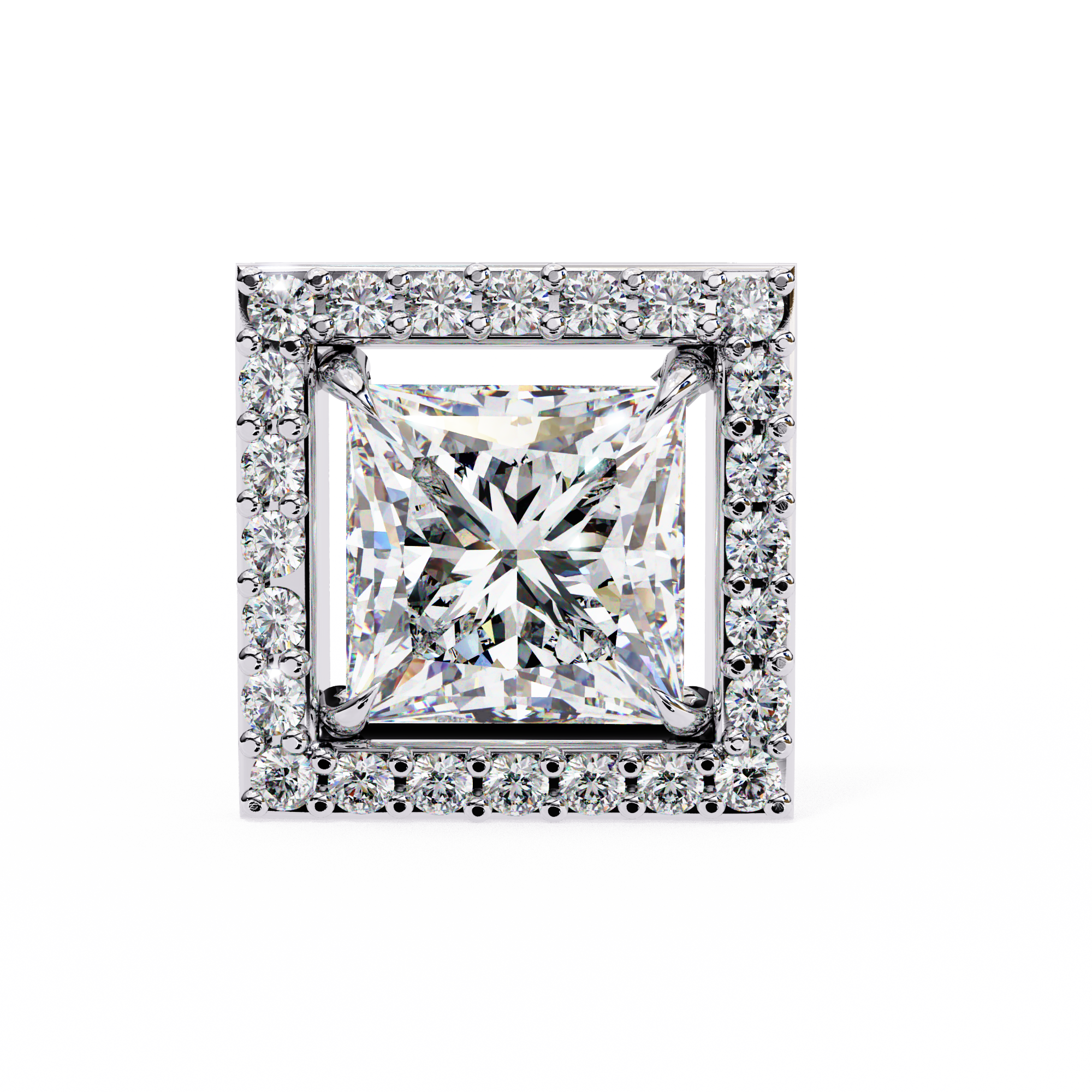Allure Princess Halo Diamond Earrings Stud