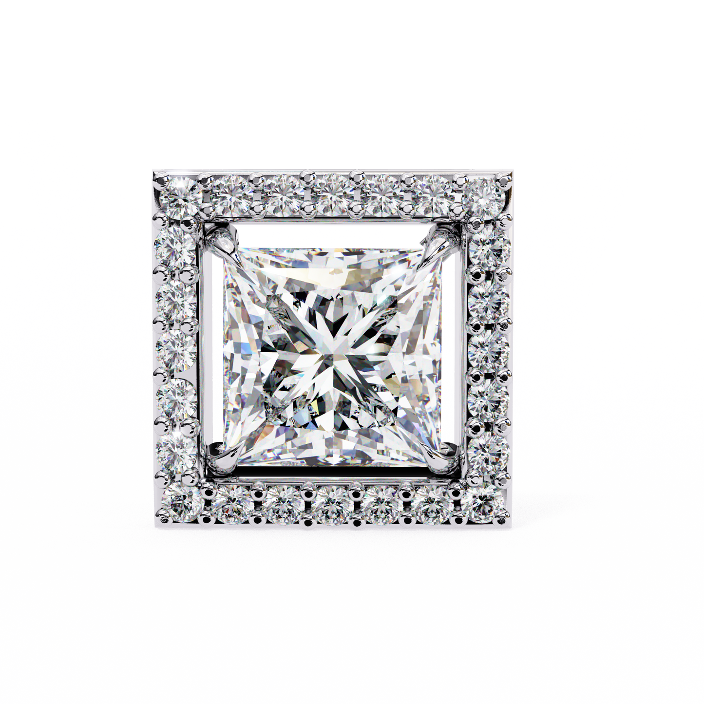 Allure Princess Halo Diamond Earrings Stud