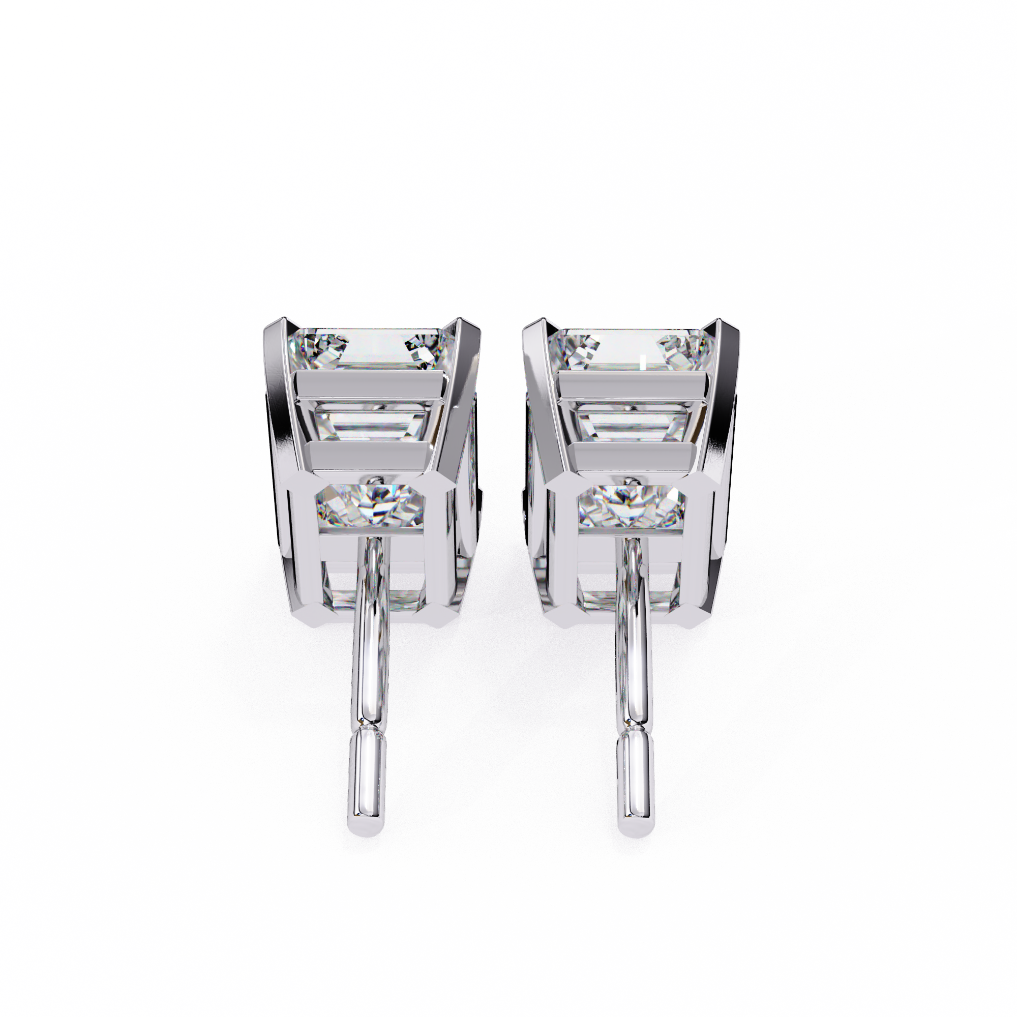 Emerald Cut Lab Diamond Solitaire Studs