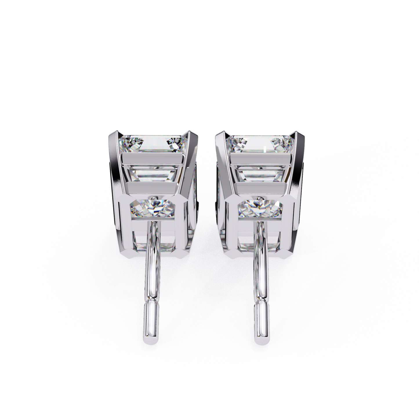 Emerald Cut Lab Diamond Solitaire Studs
