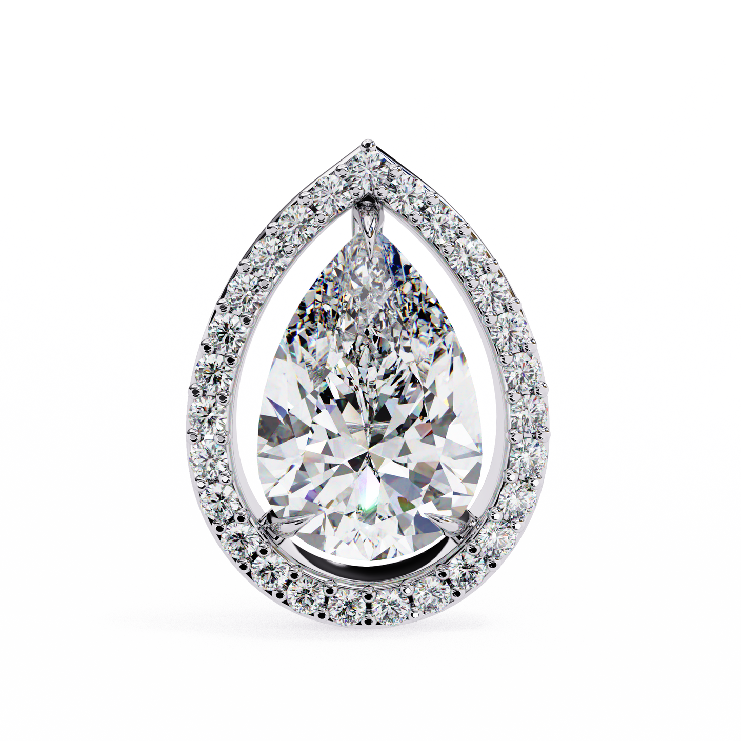 Pear Lab Grown Diamond Halo Stud Earrings