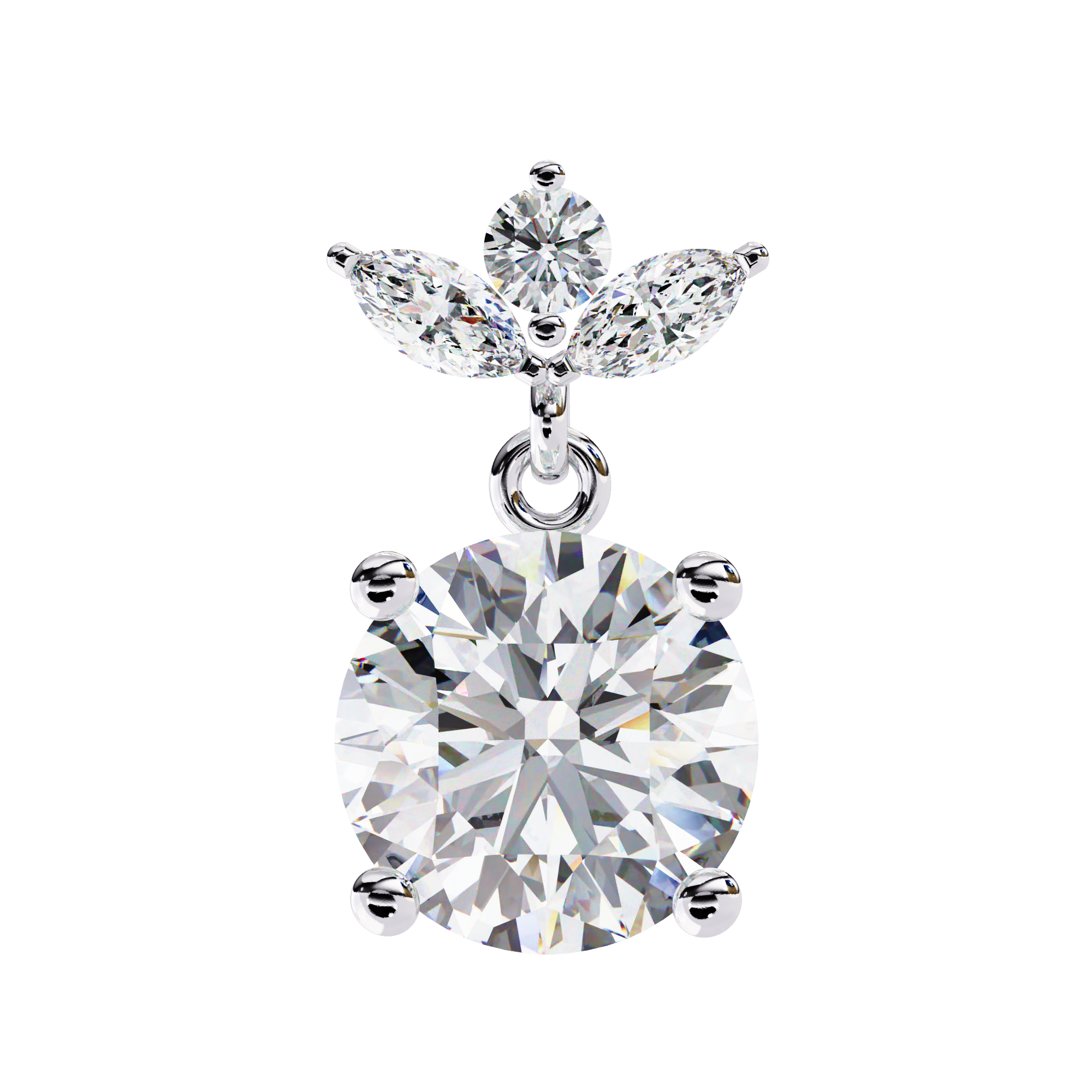 Round and Marquise Accented Lab Grown Diamond Drop Earrings