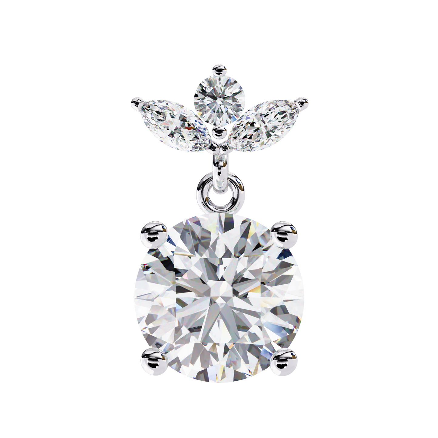 Round and Marquise Accented Lab Grown Diamond Drop Earrings