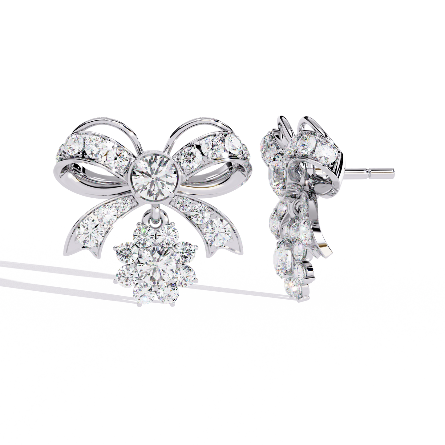 Lab Grown Diamonds Daily Wear bow shaped diamond earrings