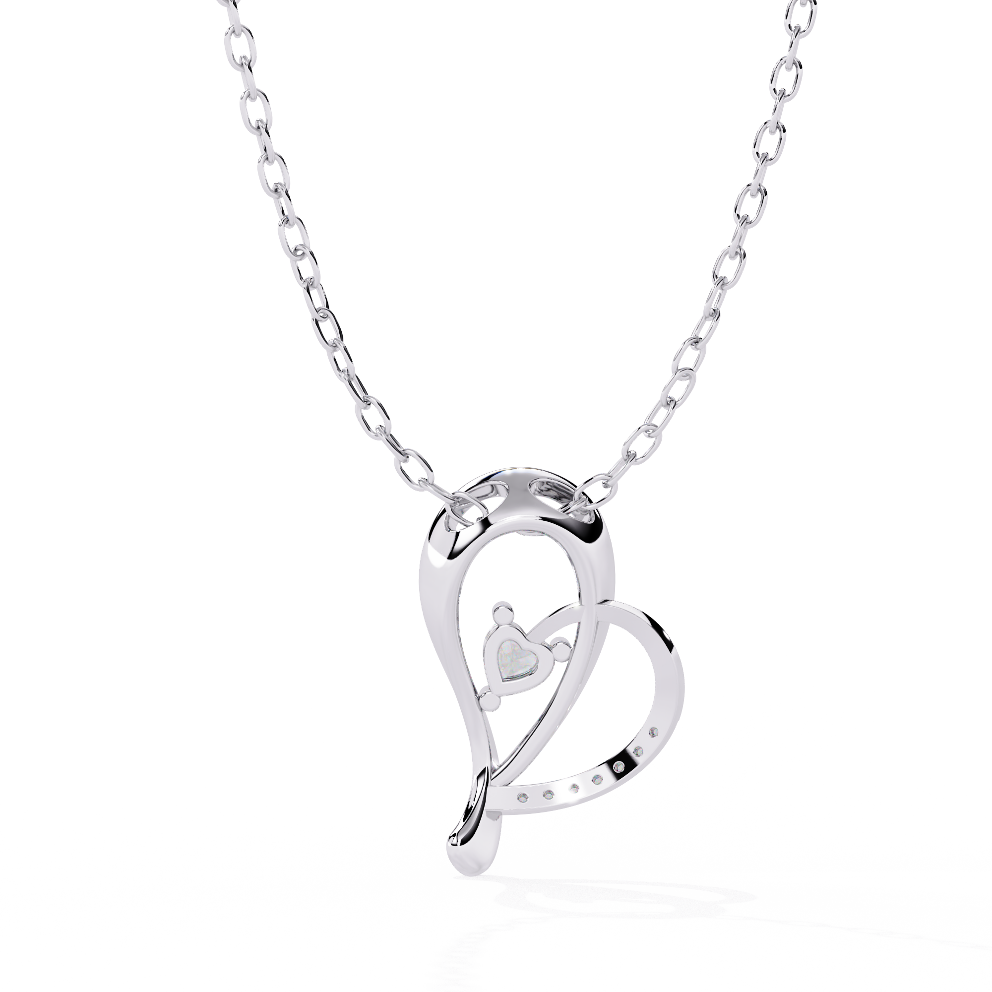 Lab Grown Diamonds Round Designer Heart Diamond Pendant