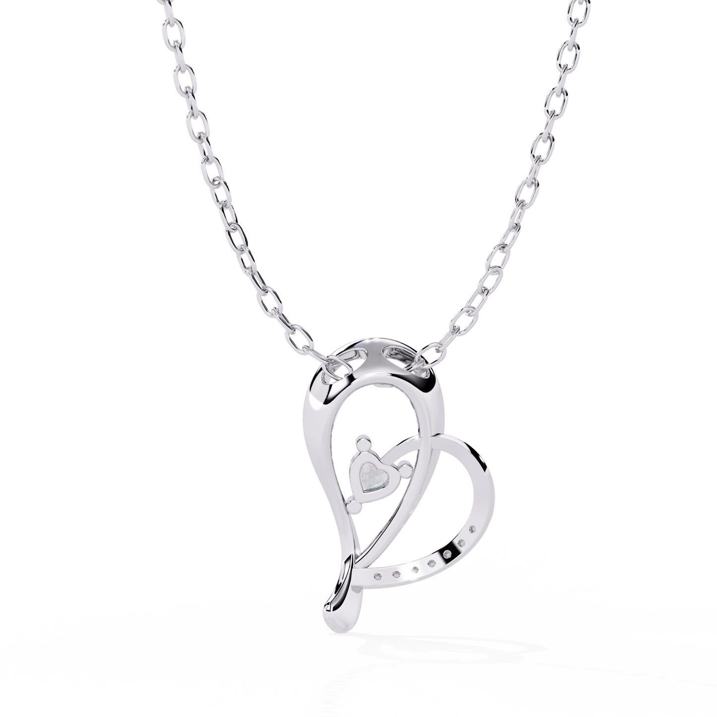 Lab Grown Diamonds Round Designer Heart Diamond Pendant