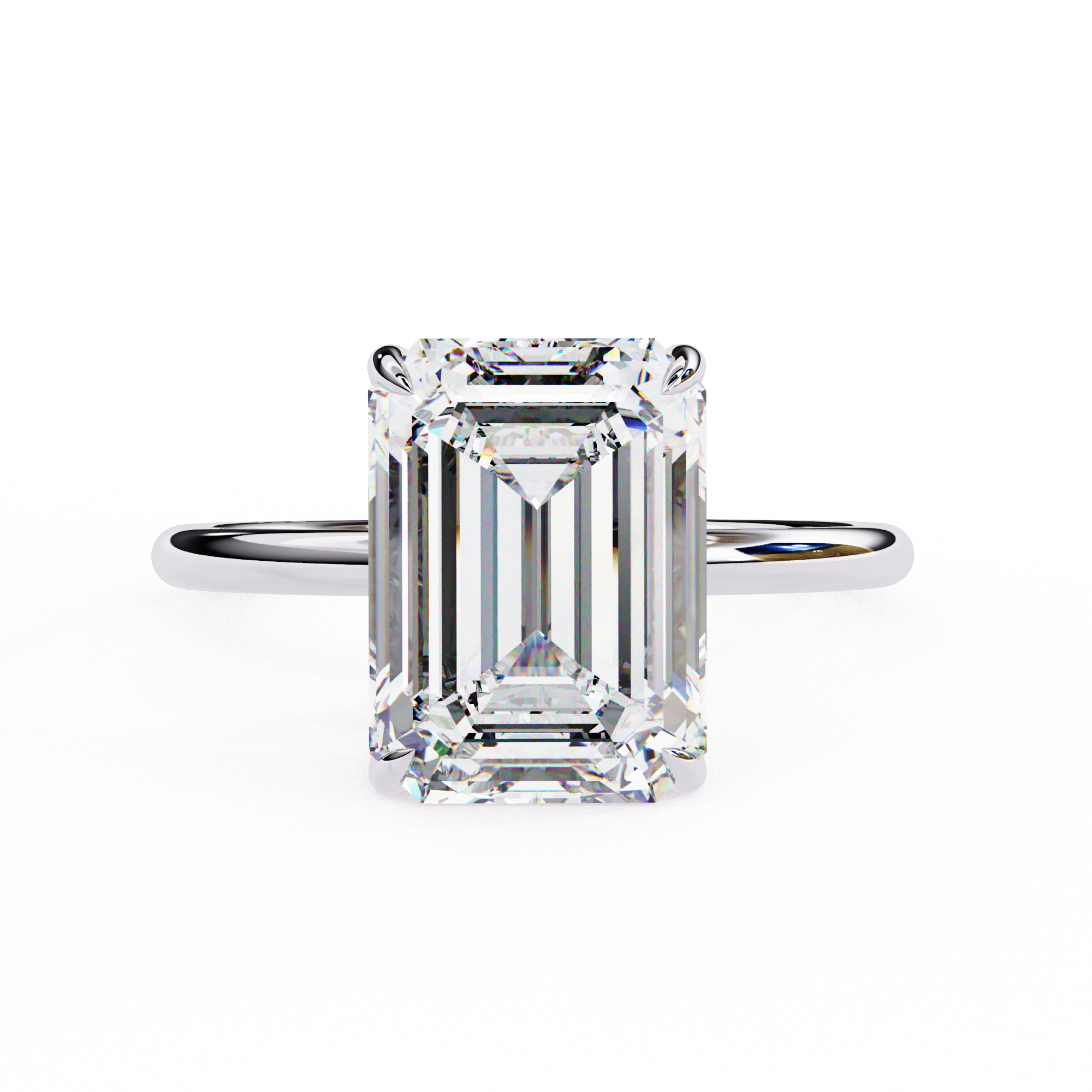 Emerald Solitaire Ring with Hidden Halo