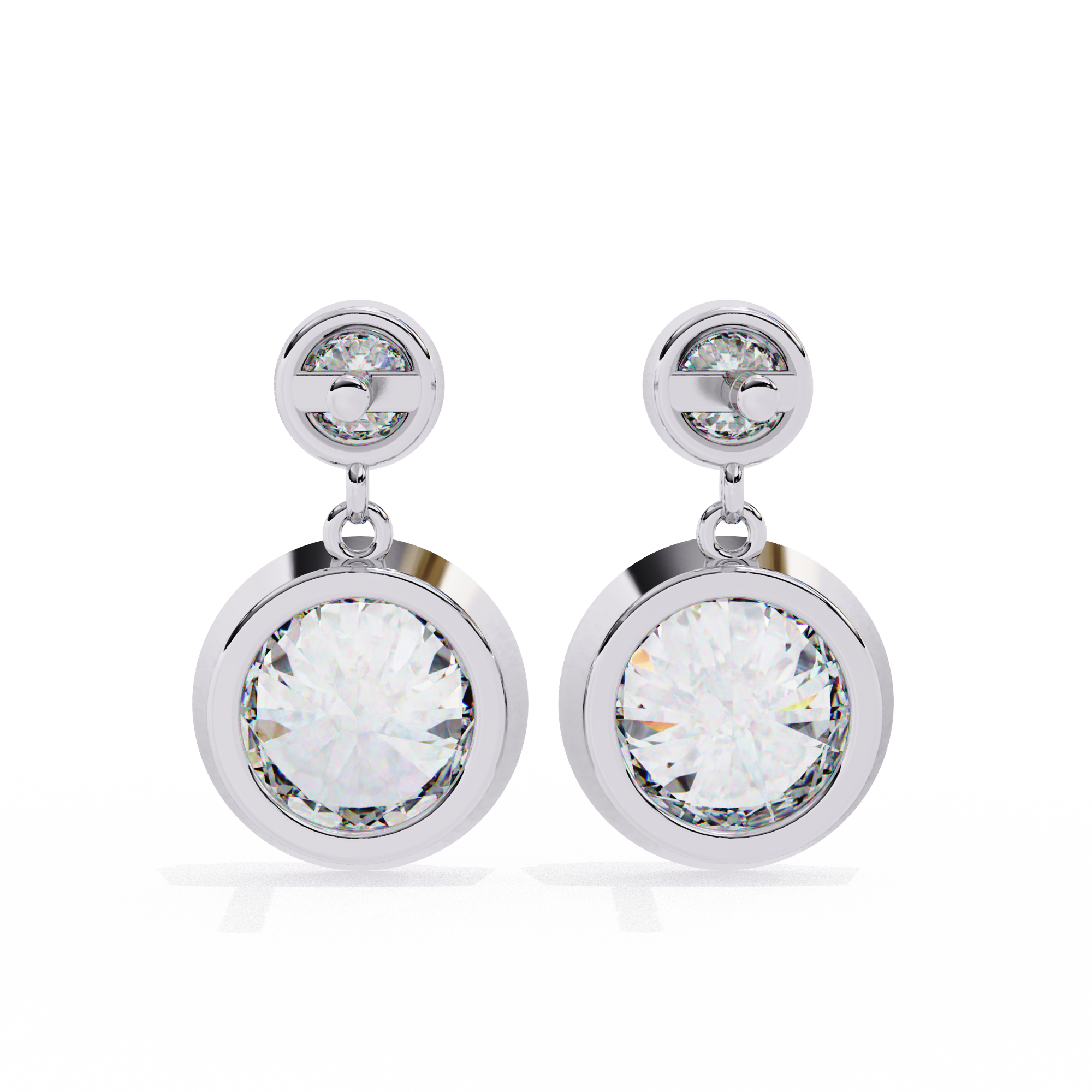 Round Bezel Set Dangle & Drop Earrings