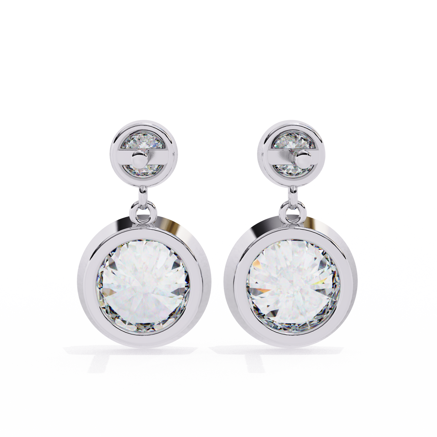 Round Bezel Set Dangle & Drop Earrings