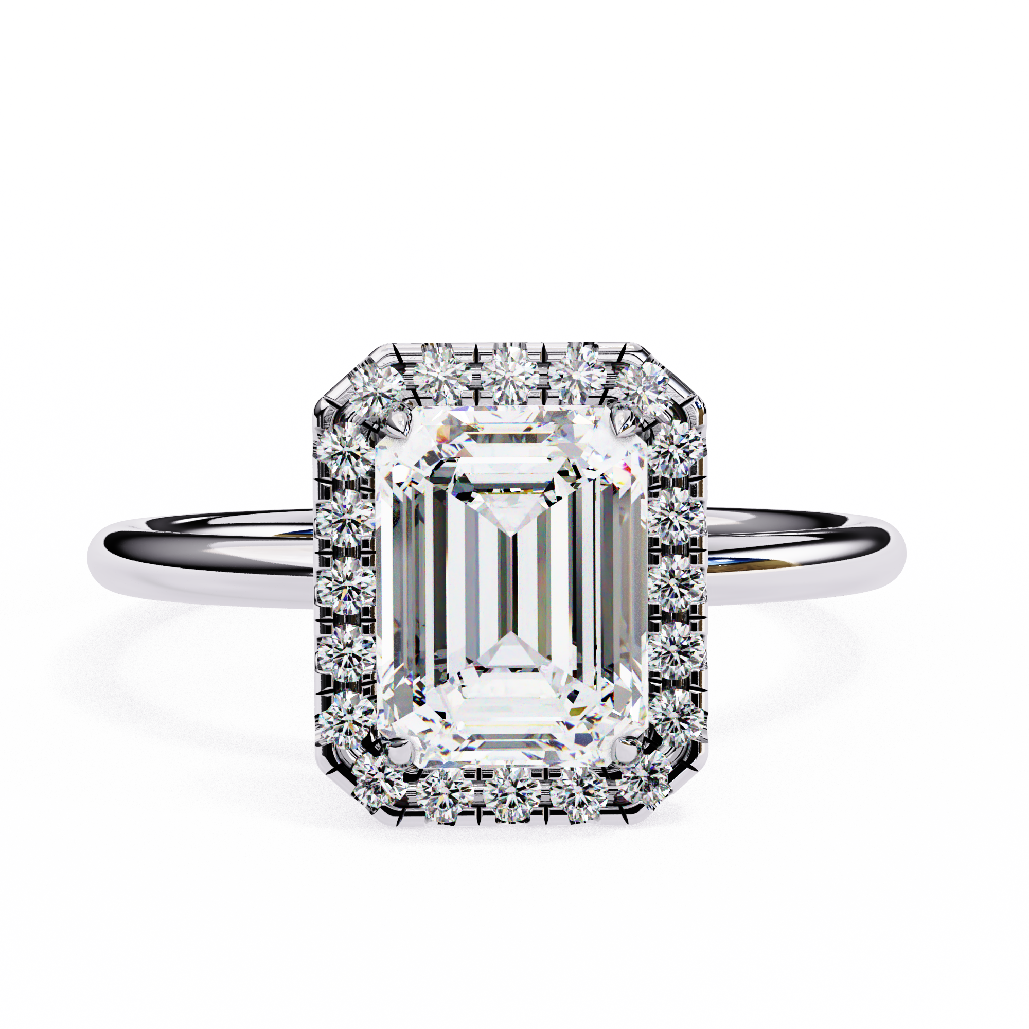 Lab Grown Emerald Diamond Halo Engagement Rings