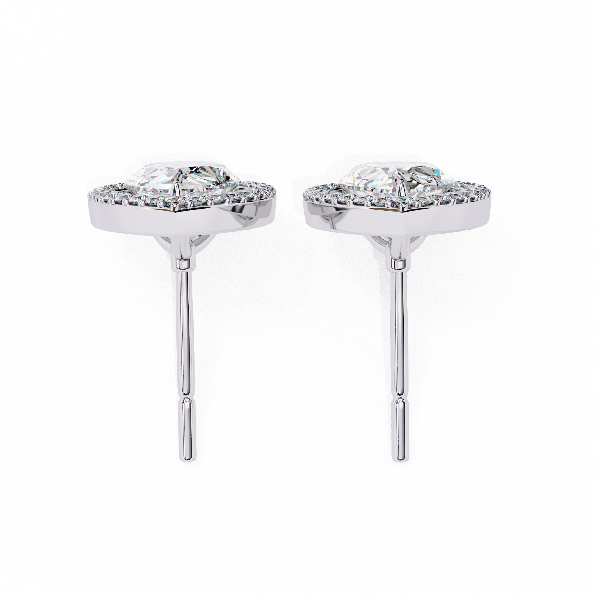 Pear Lab Grown Diamond Halo Stud Earrings