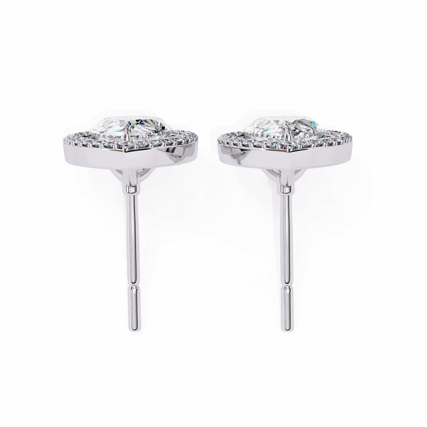 Pear Lab Grown Diamond Halo Stud Earrings