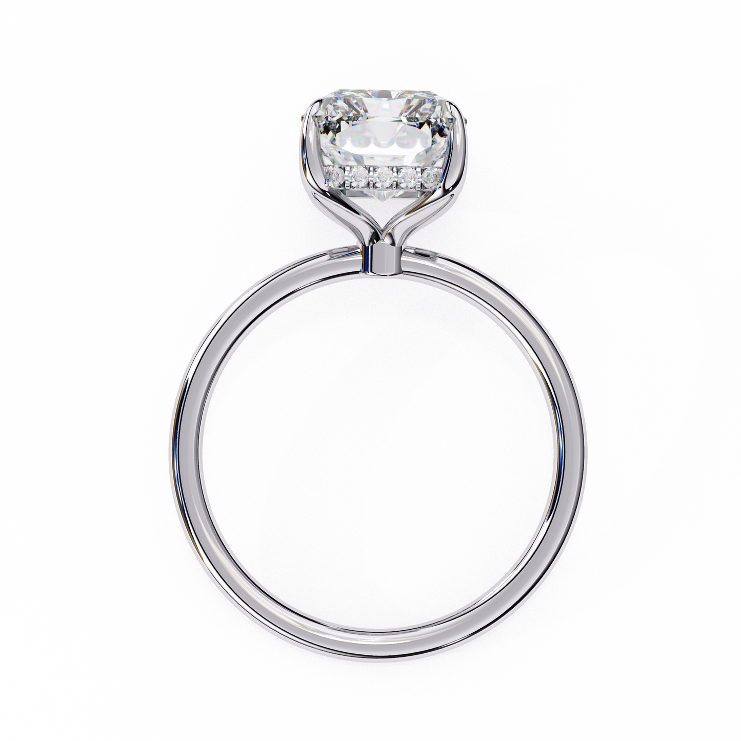 Emerald Solitaire Ring with Hidden Halo