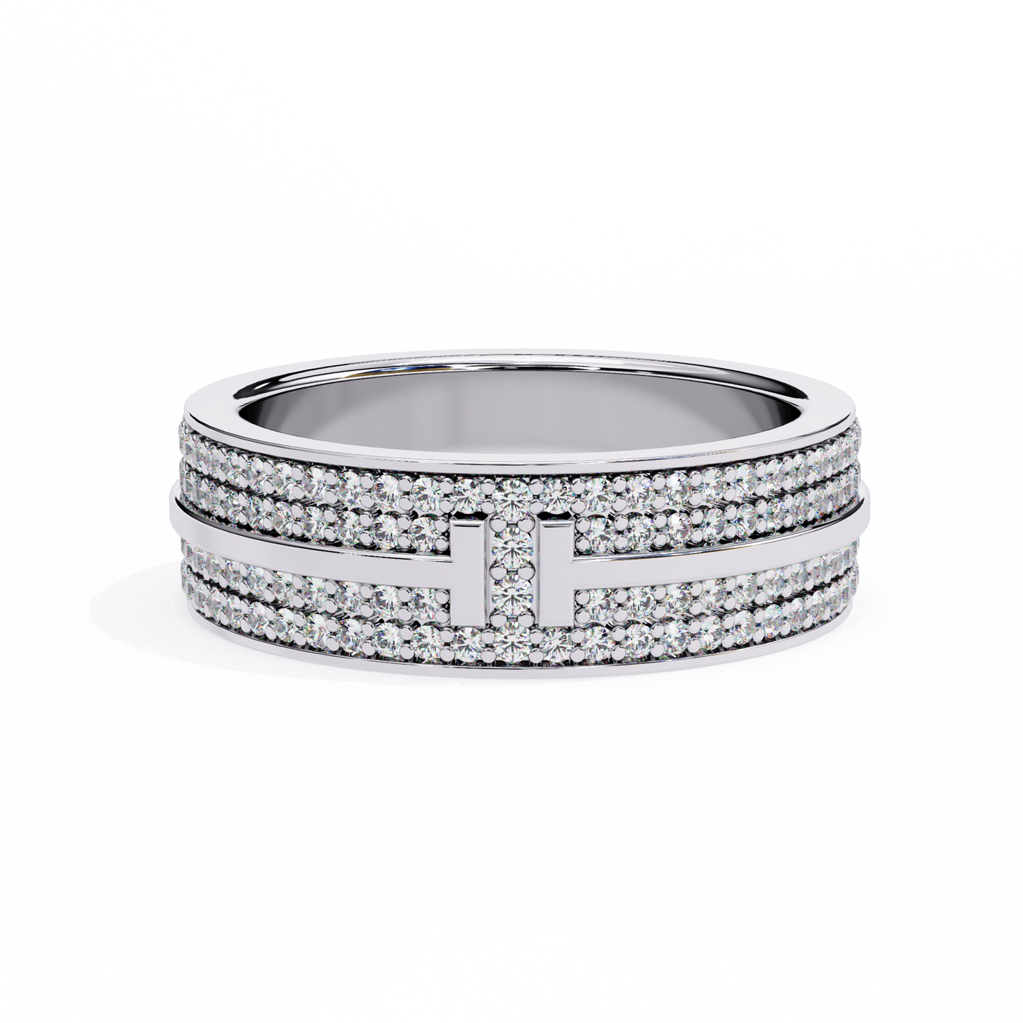 Lab grown Diamond T Wide Pavé Diamond Ring