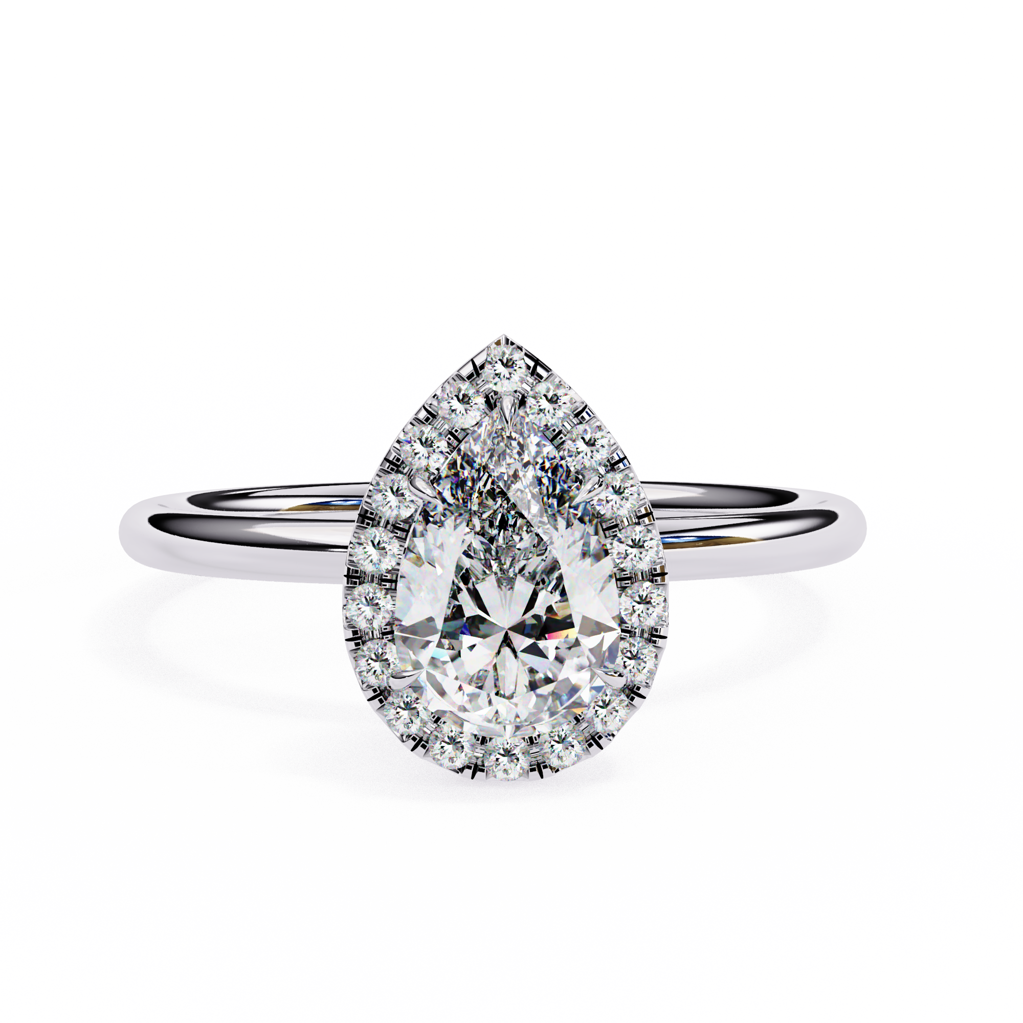 Lab Grown Pear Diamond Halo Engagement Rings