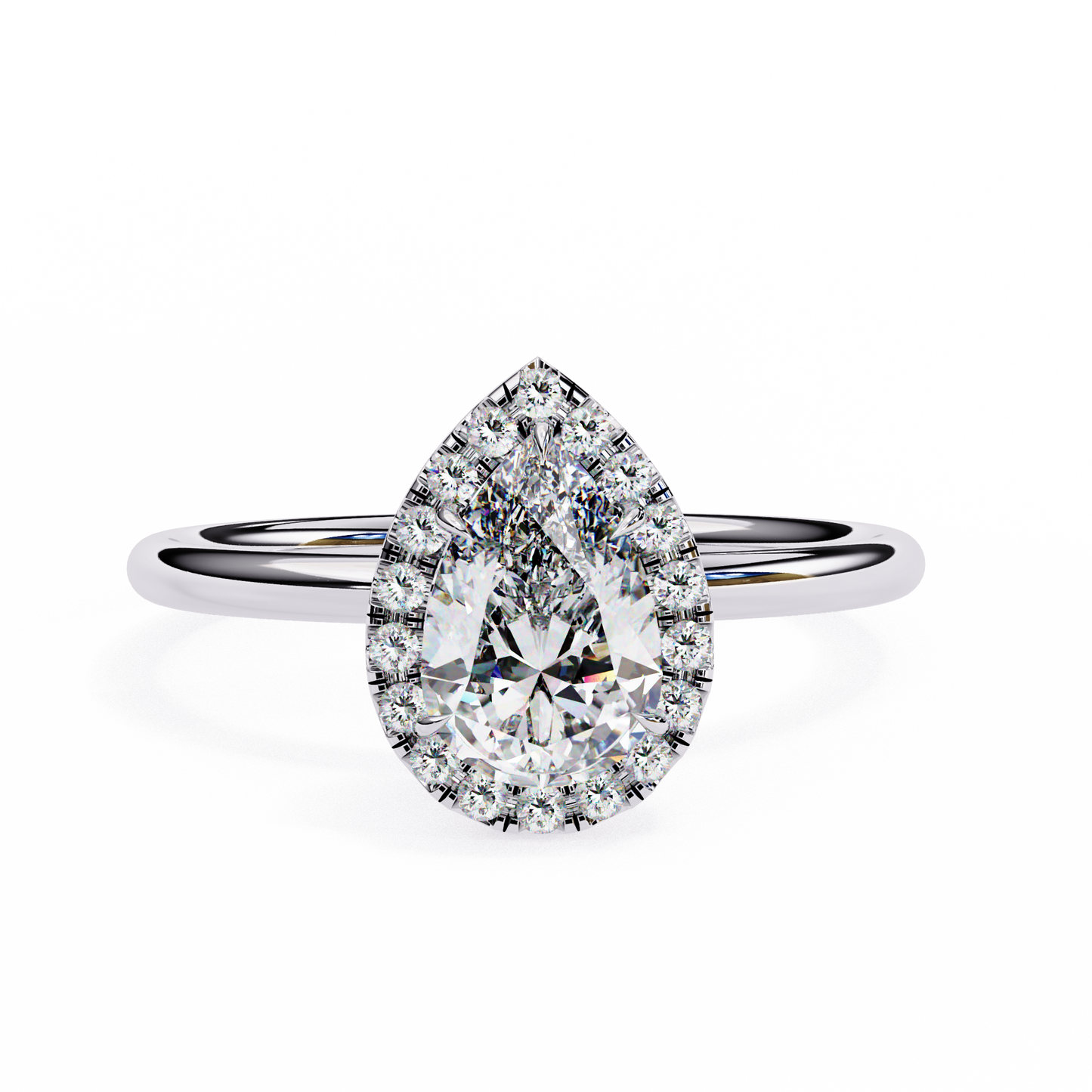 Lab Grown Pear Diamond Halo Engagement Rings