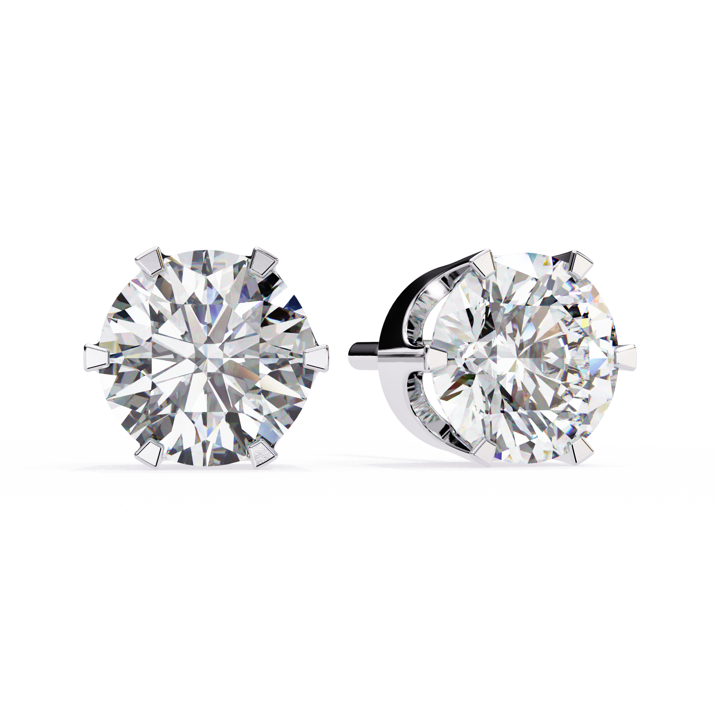 Solitaire Earring Studs Round Stone