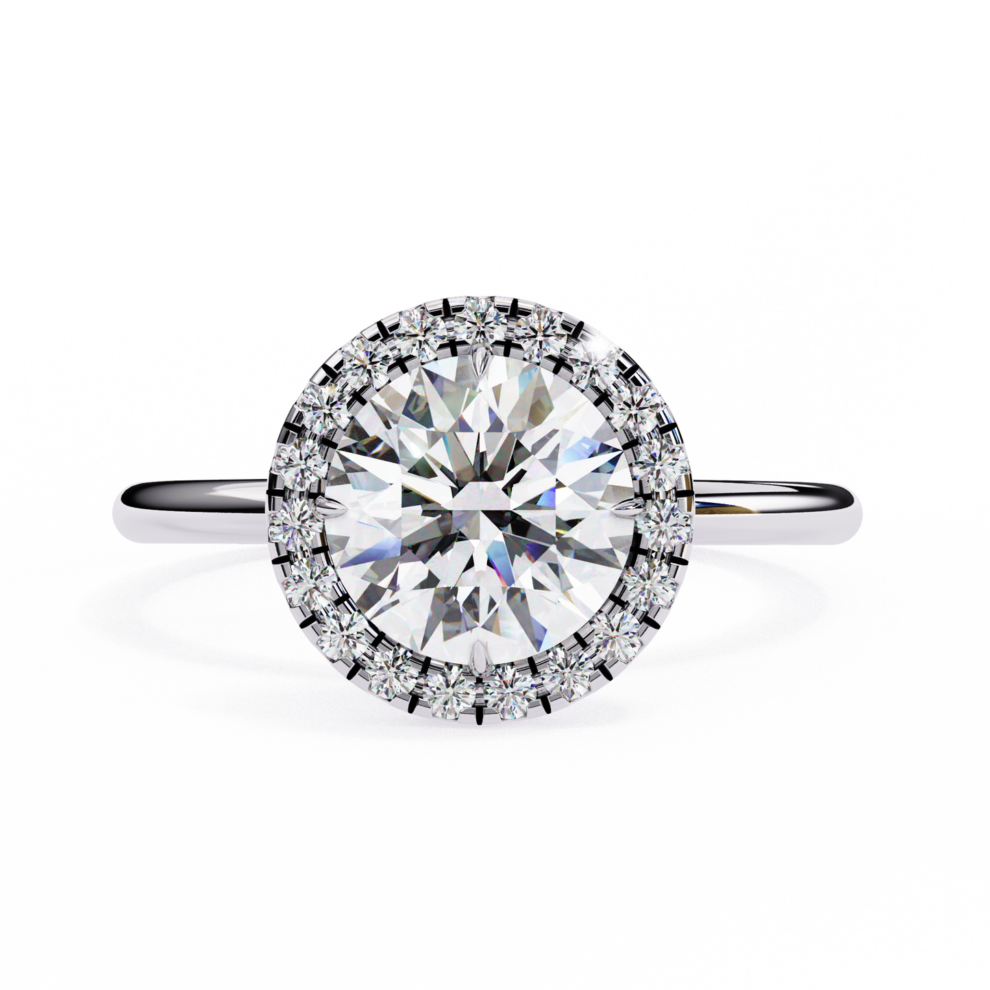 Lab Grown Round Diamond Halo Engagement Rings