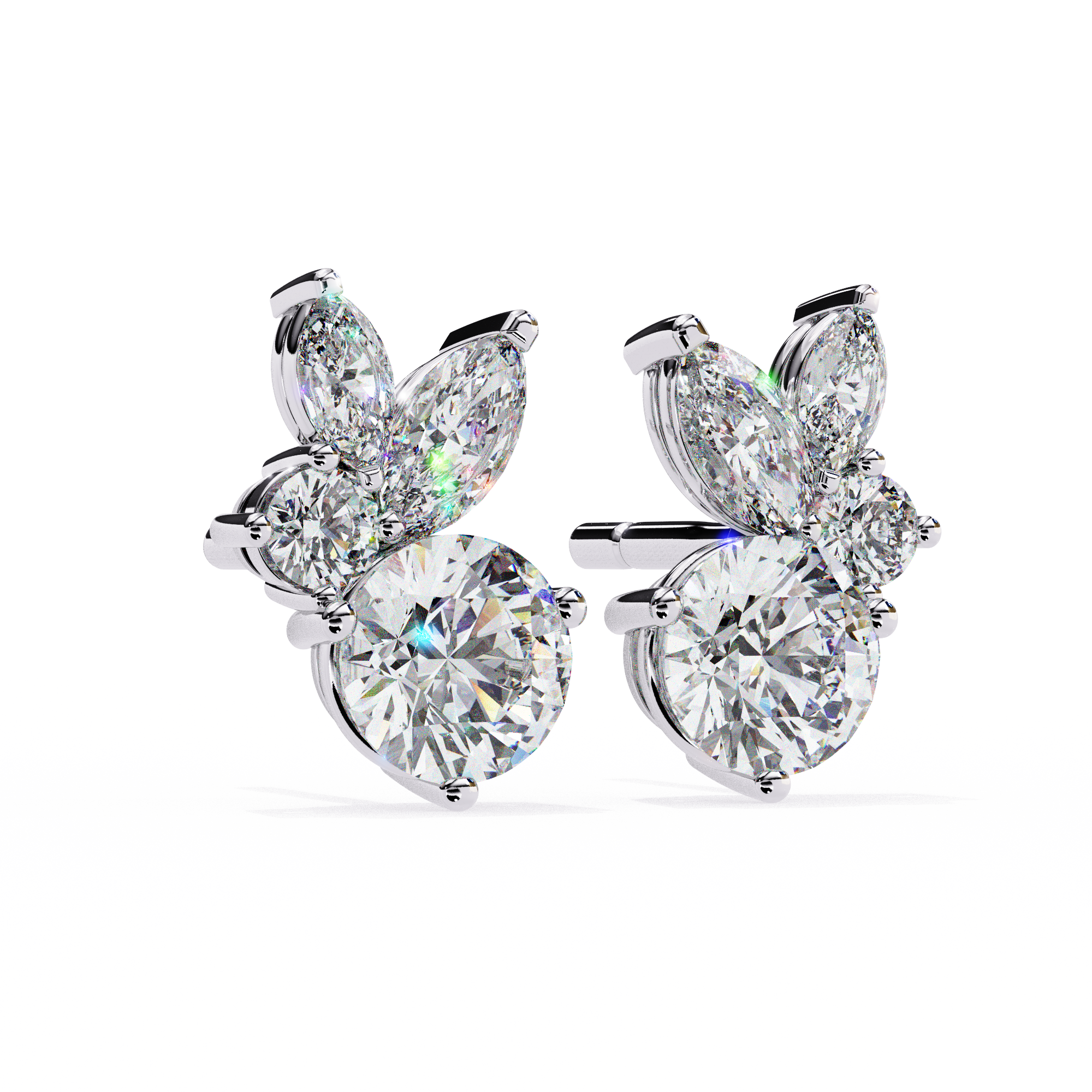 Round and Marquise Cluster Studs