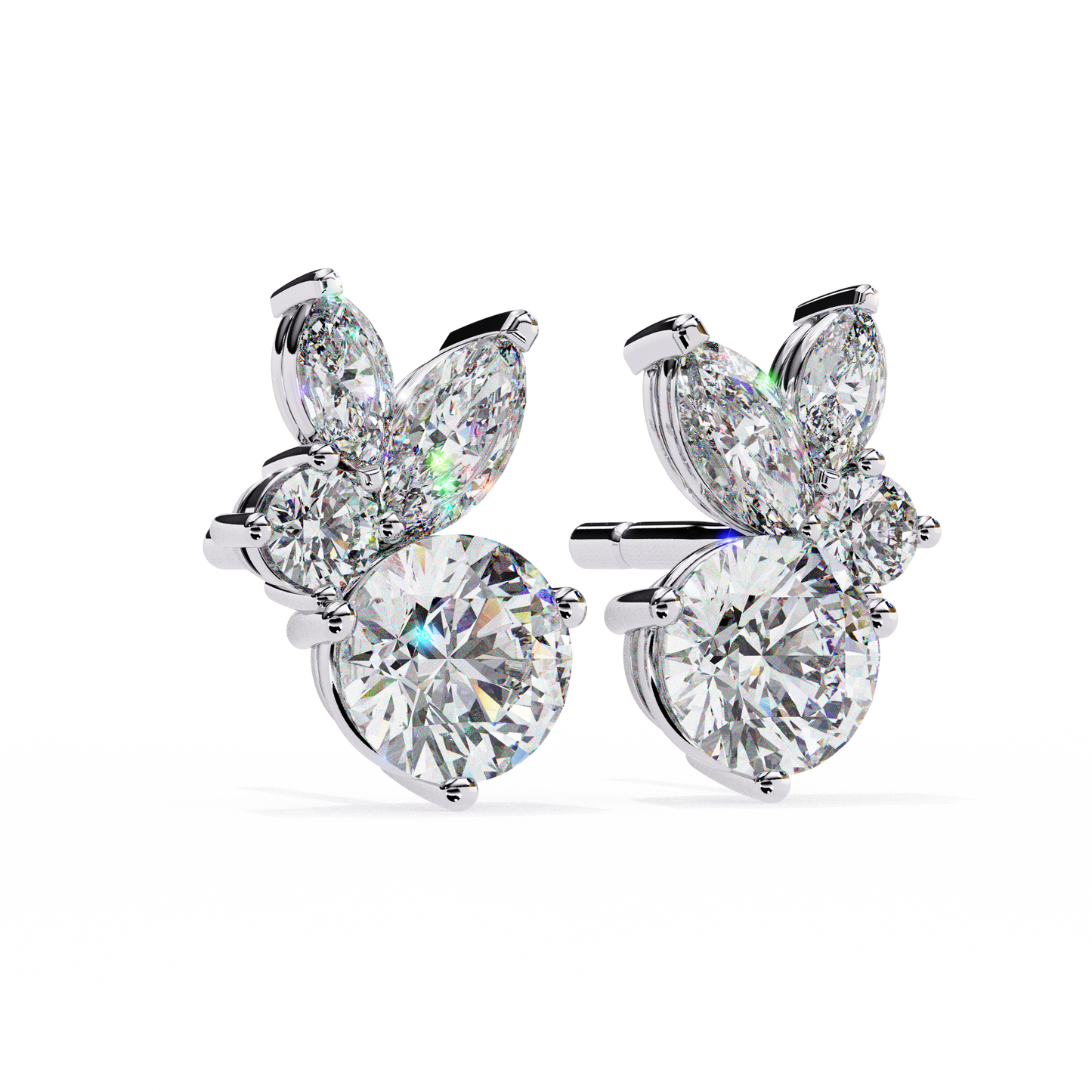 Round and Marquise Cluster Studs