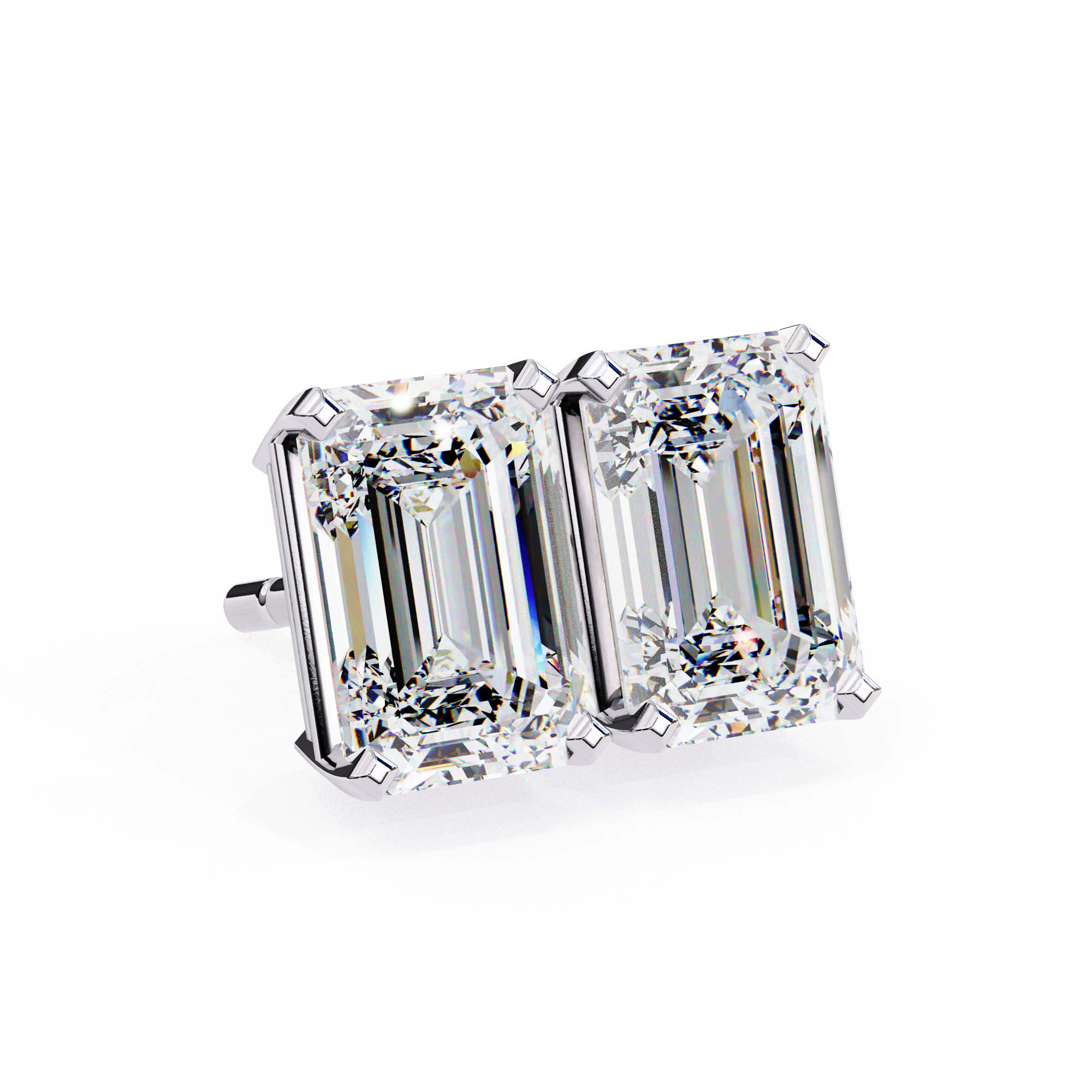 Emerald Cut Lab Diamond Solitaire Studs