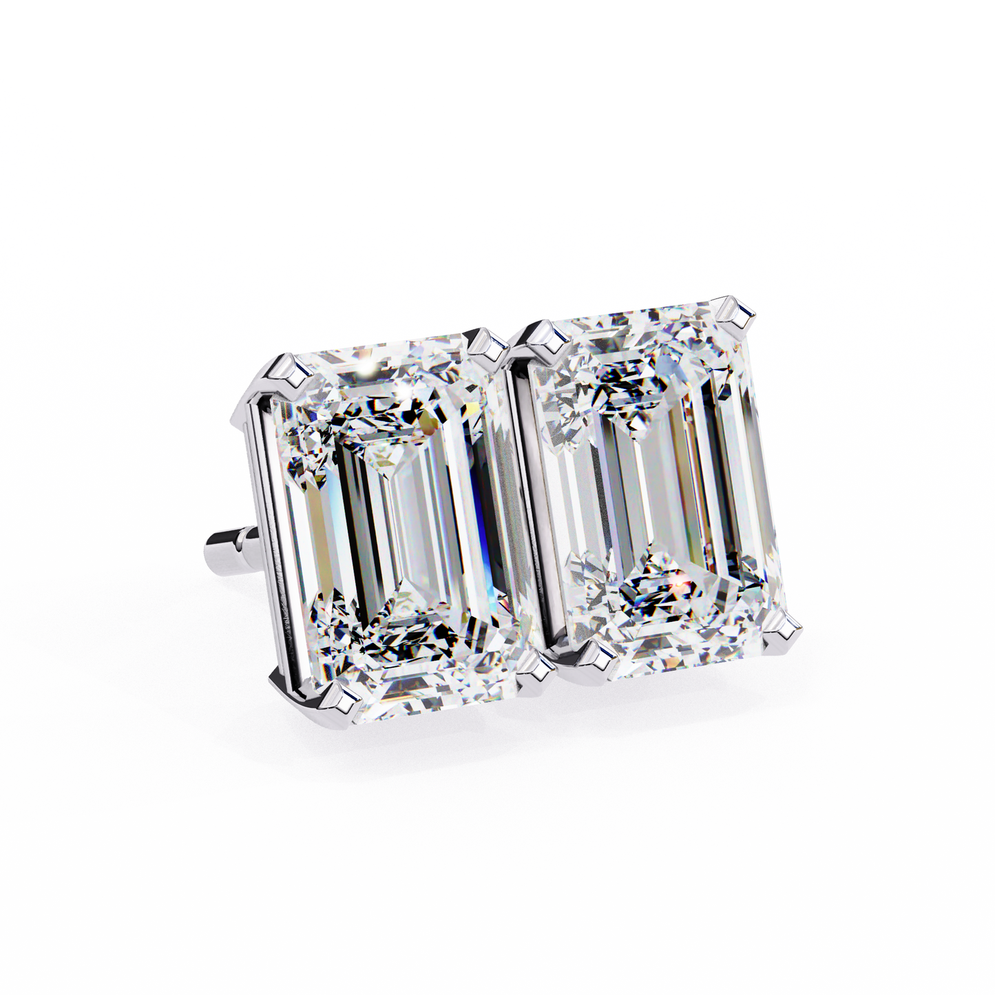 Emerald Cut Lab Diamond Solitaire Studs