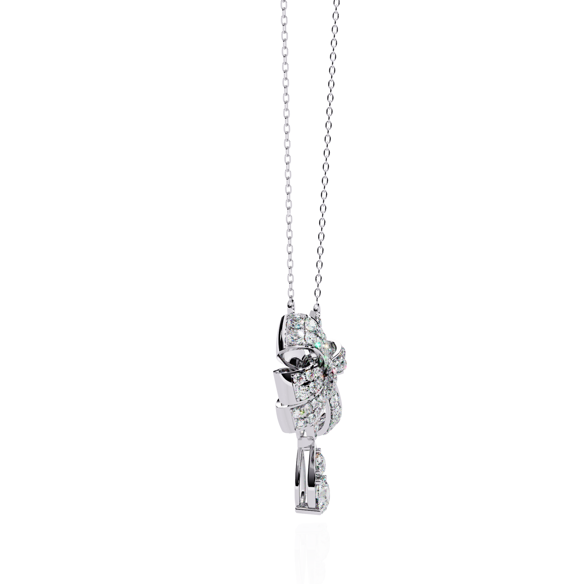 Diamond Bow Pendant Necklace