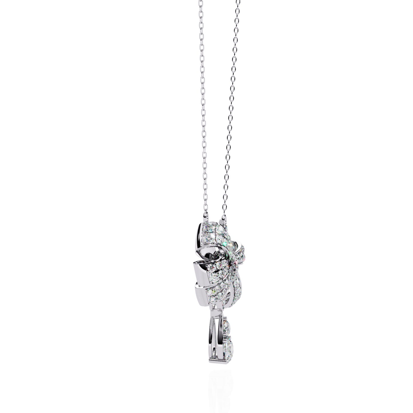 Diamond Bow Pendant Necklace