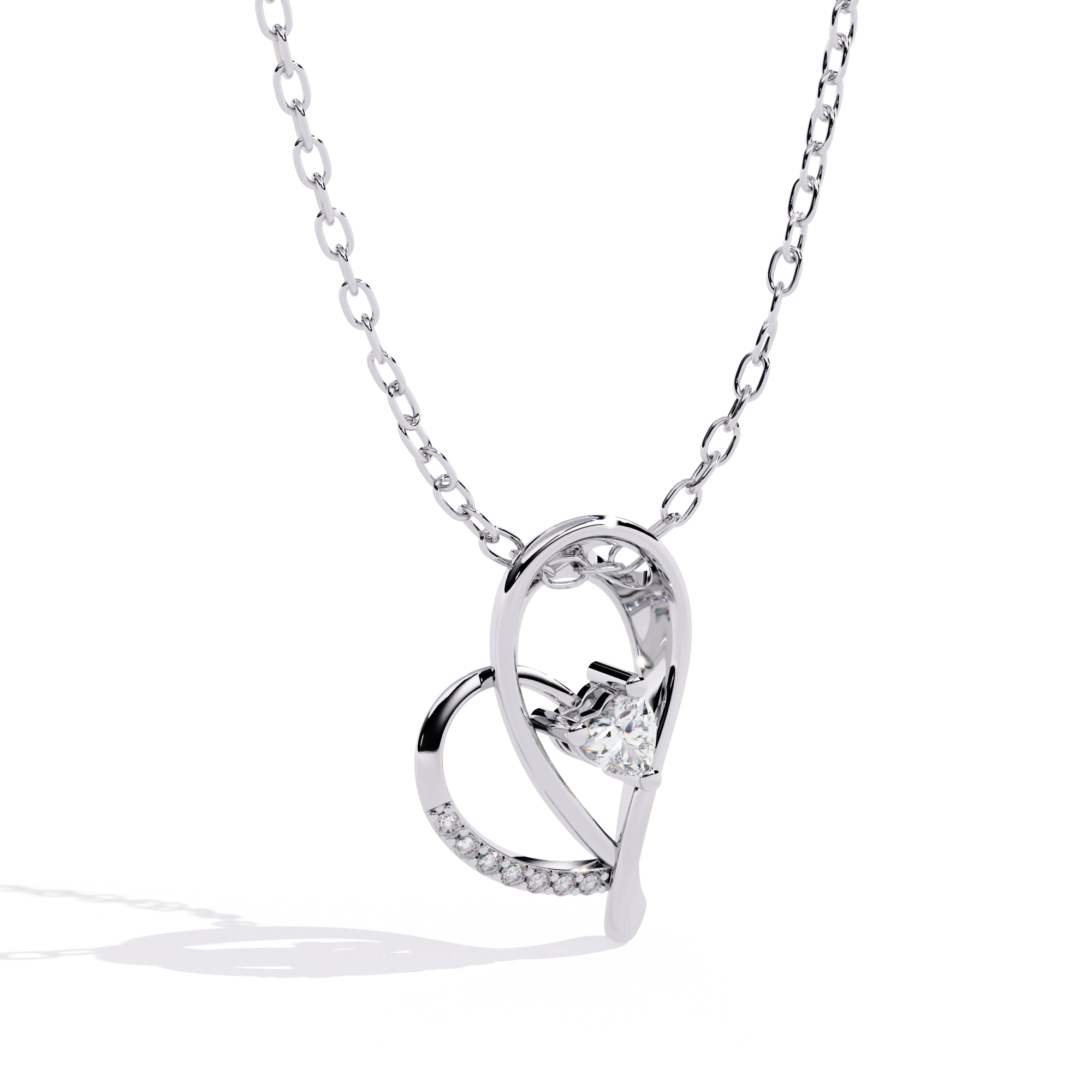 Lab Grown Diamonds Round Designer Heart Diamond Pendant
