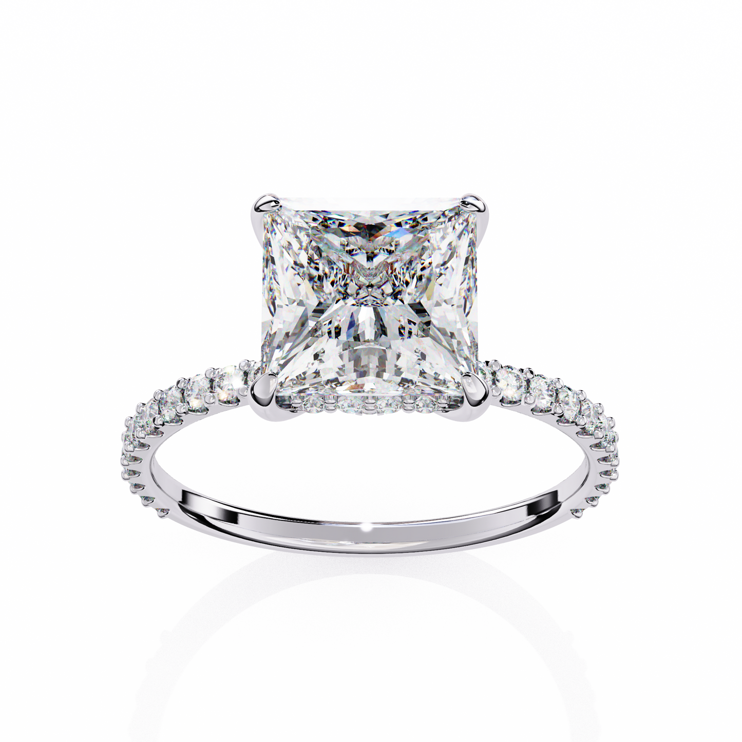 The Hailey Princess Modern Halo Engagement Ring