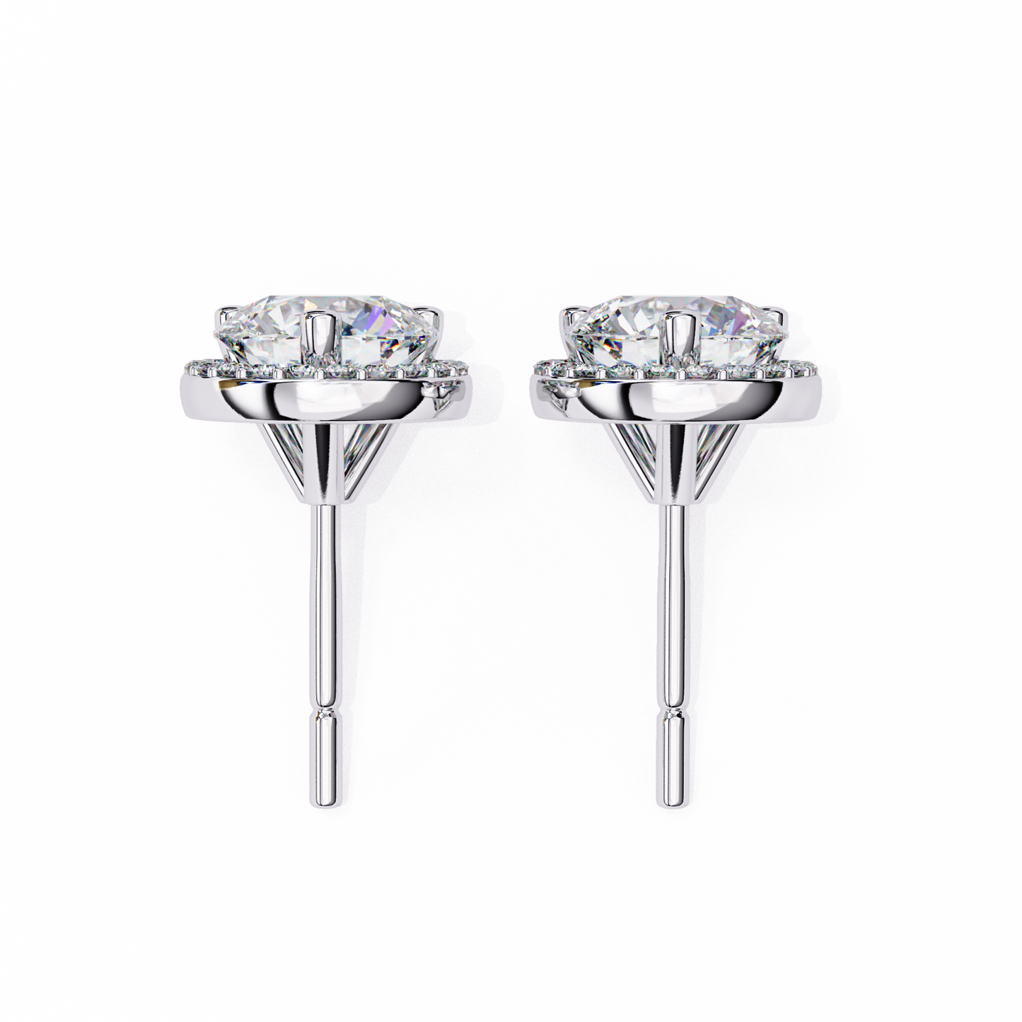 Lab Grown Diamond Round Halo Studs Earrings