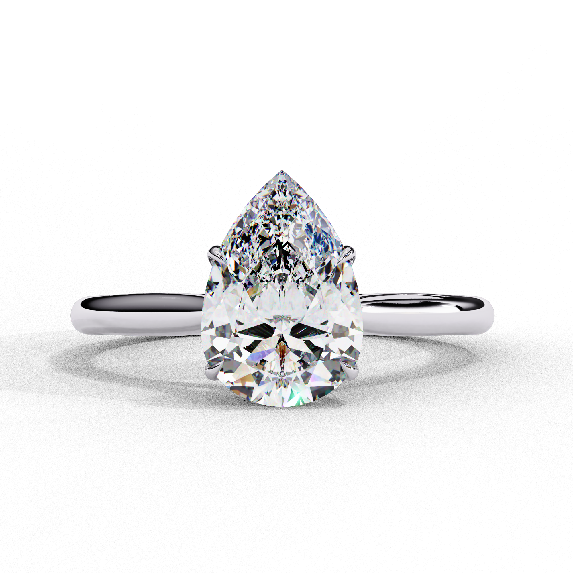 Pear Cut Lab Grown Diamond Solitaire Diamond Engagement Ring