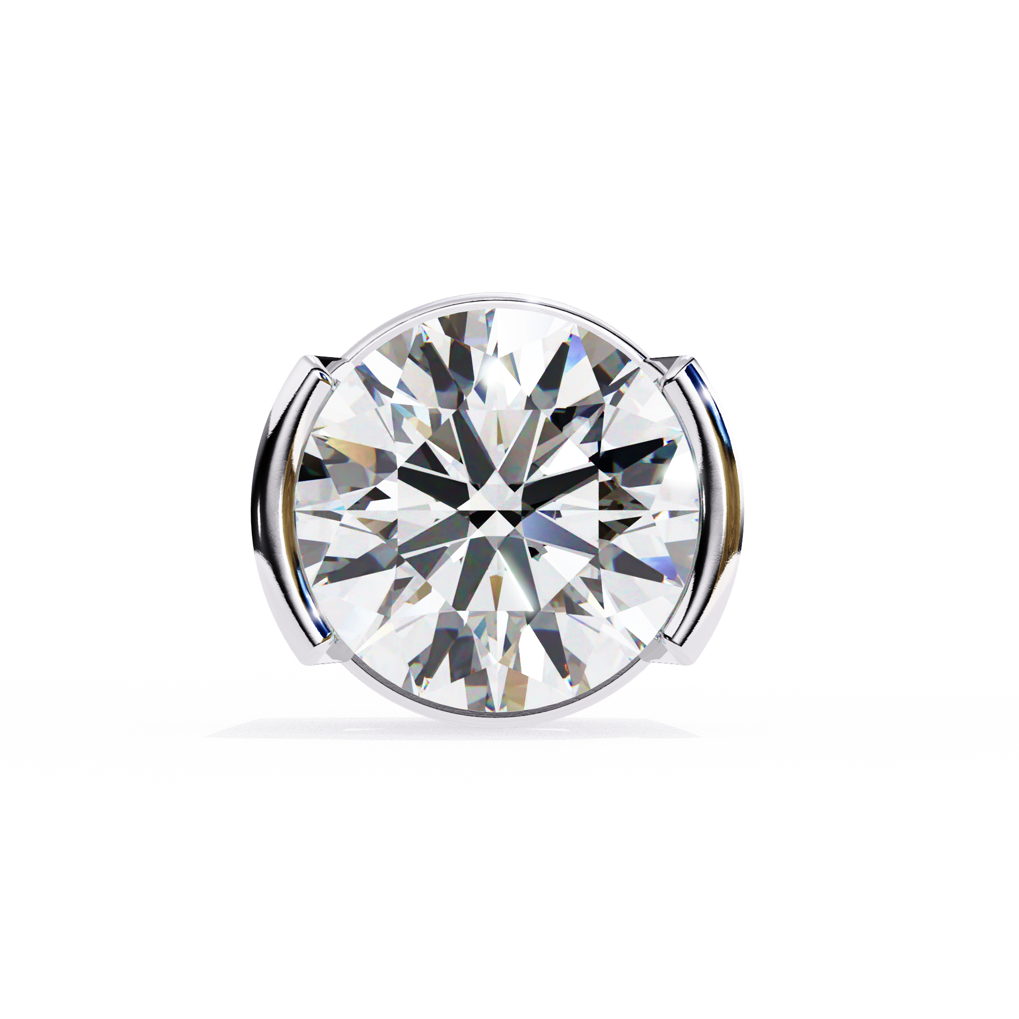 Round Cut Half Bezel Diamond Studs