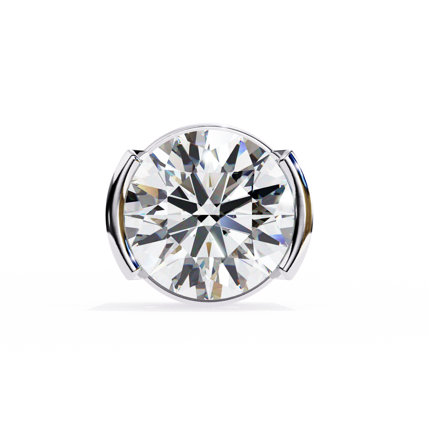 Round Cut Half Bezel Diamond Studs