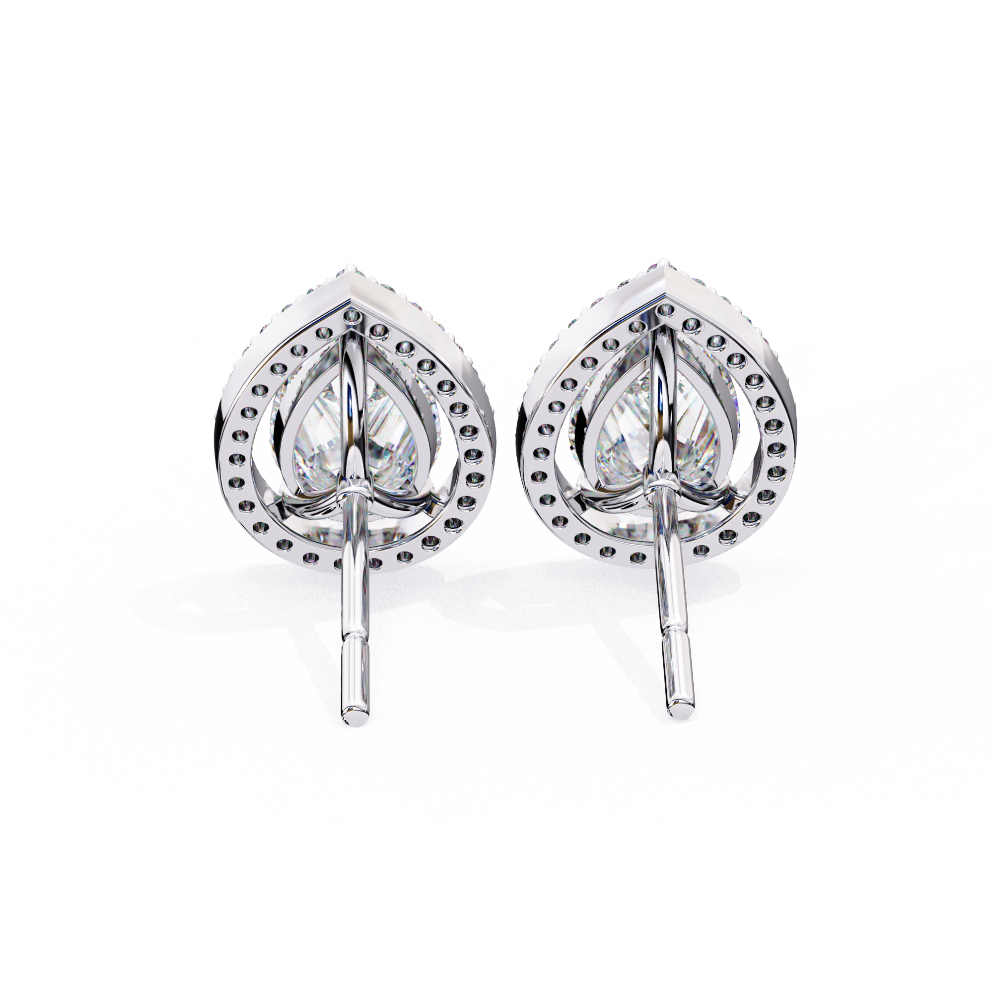 Pear Lab Grown Diamond Halo Stud Earrings