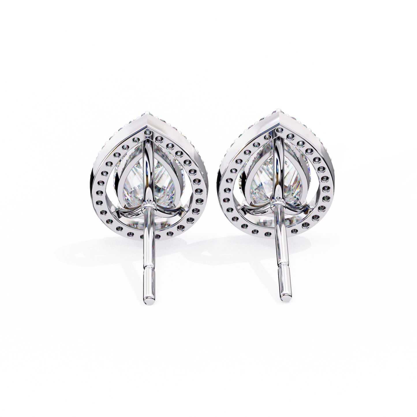 Pear Lab Grown Diamond Halo Stud Earrings