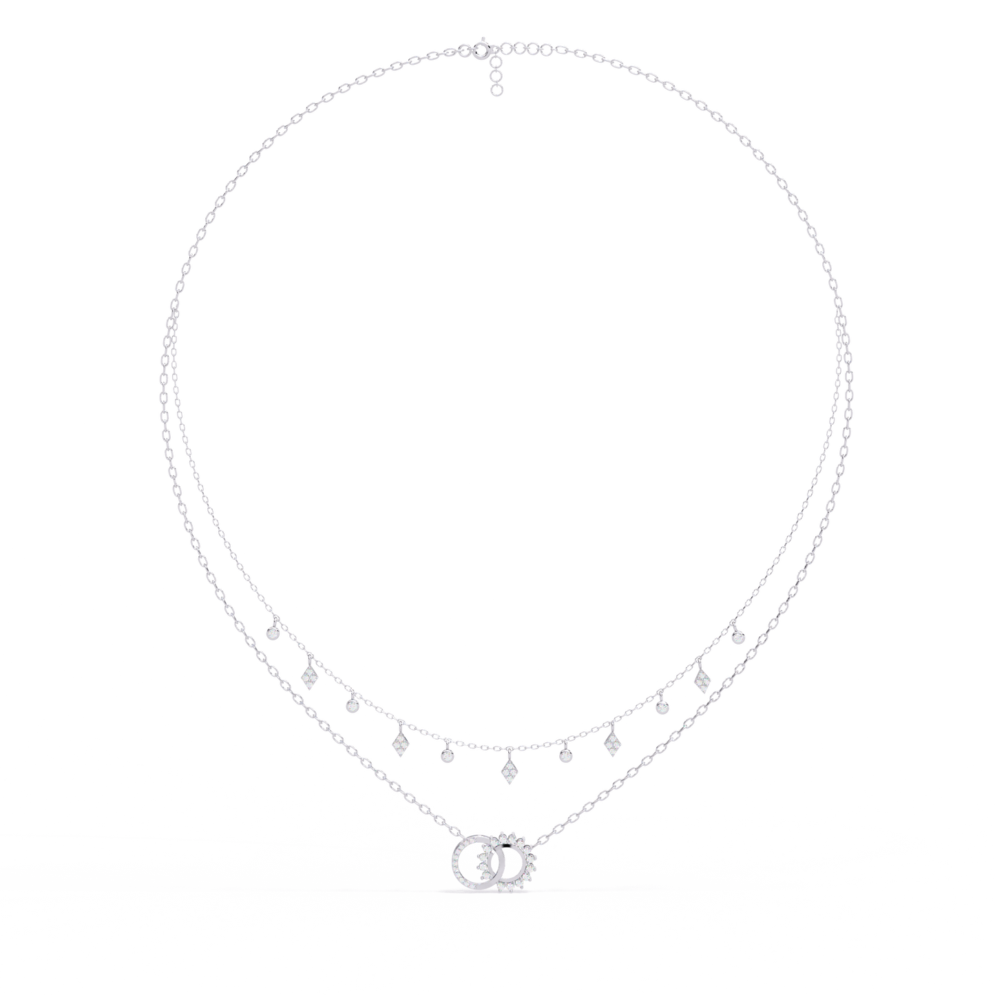 14K/18K Gold Double Layer Necklace With Lab-grown Diamonds – Sun and Moon