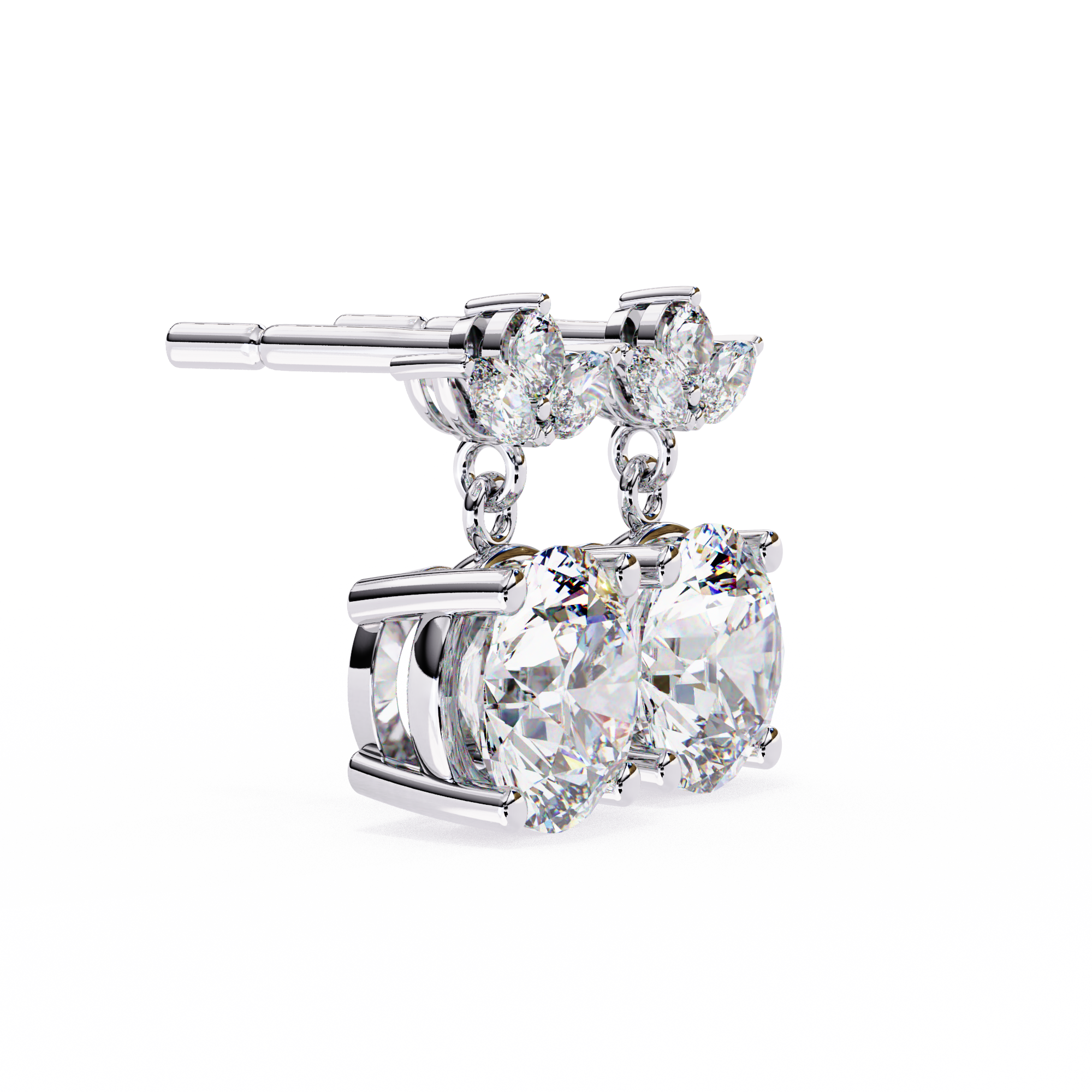Round and Marquise Accented Lab Grown Diamond Drop Earrings