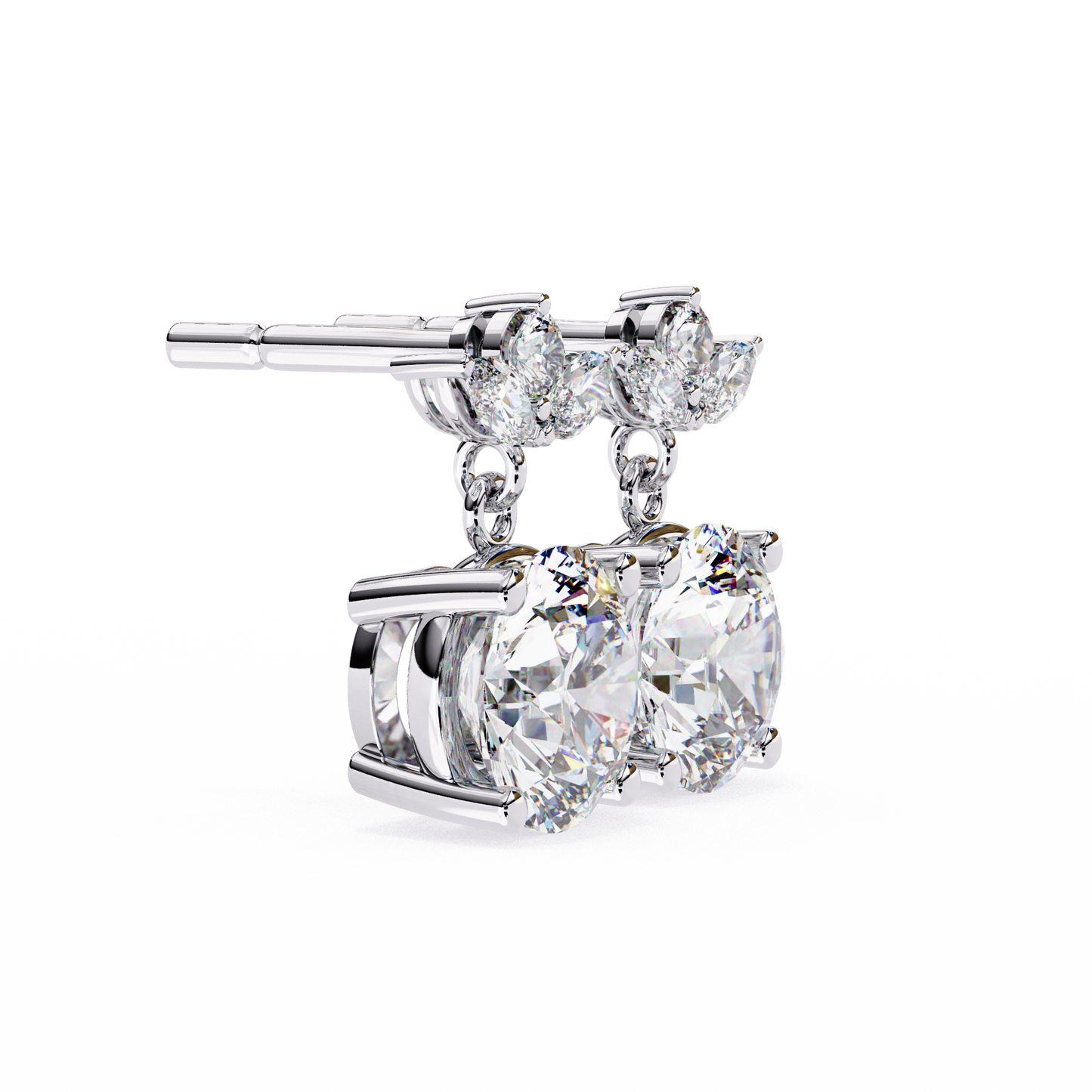Round and Marquise Accented Lab Grown Diamond Drop Earrings