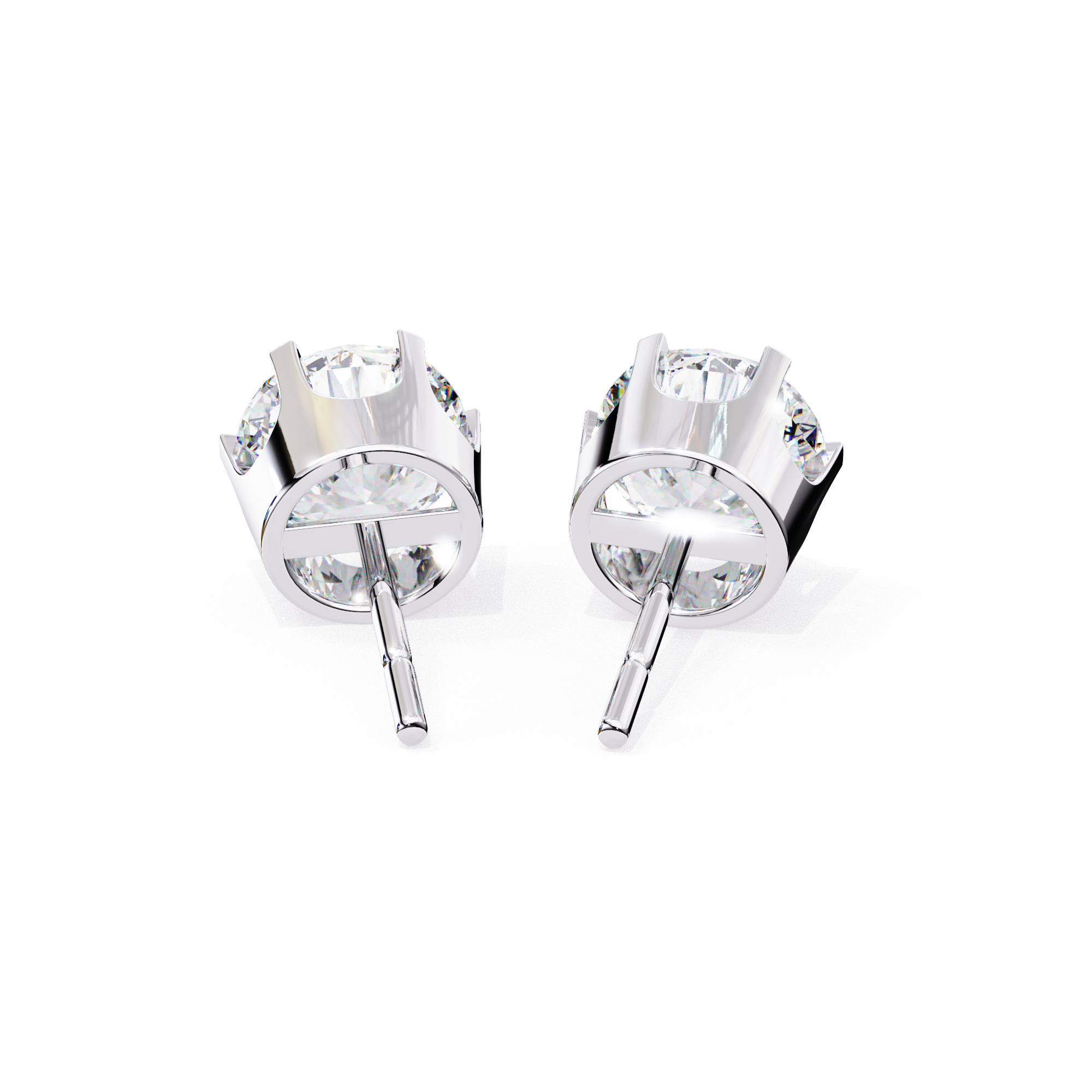 Solitaire Earring Studs Round Stone
