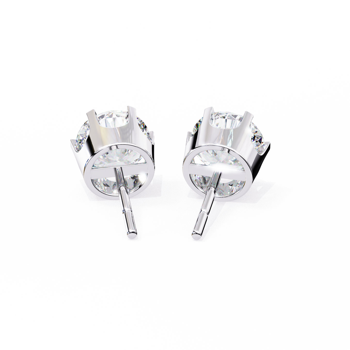 Solitaire Earring Studs Round Stone