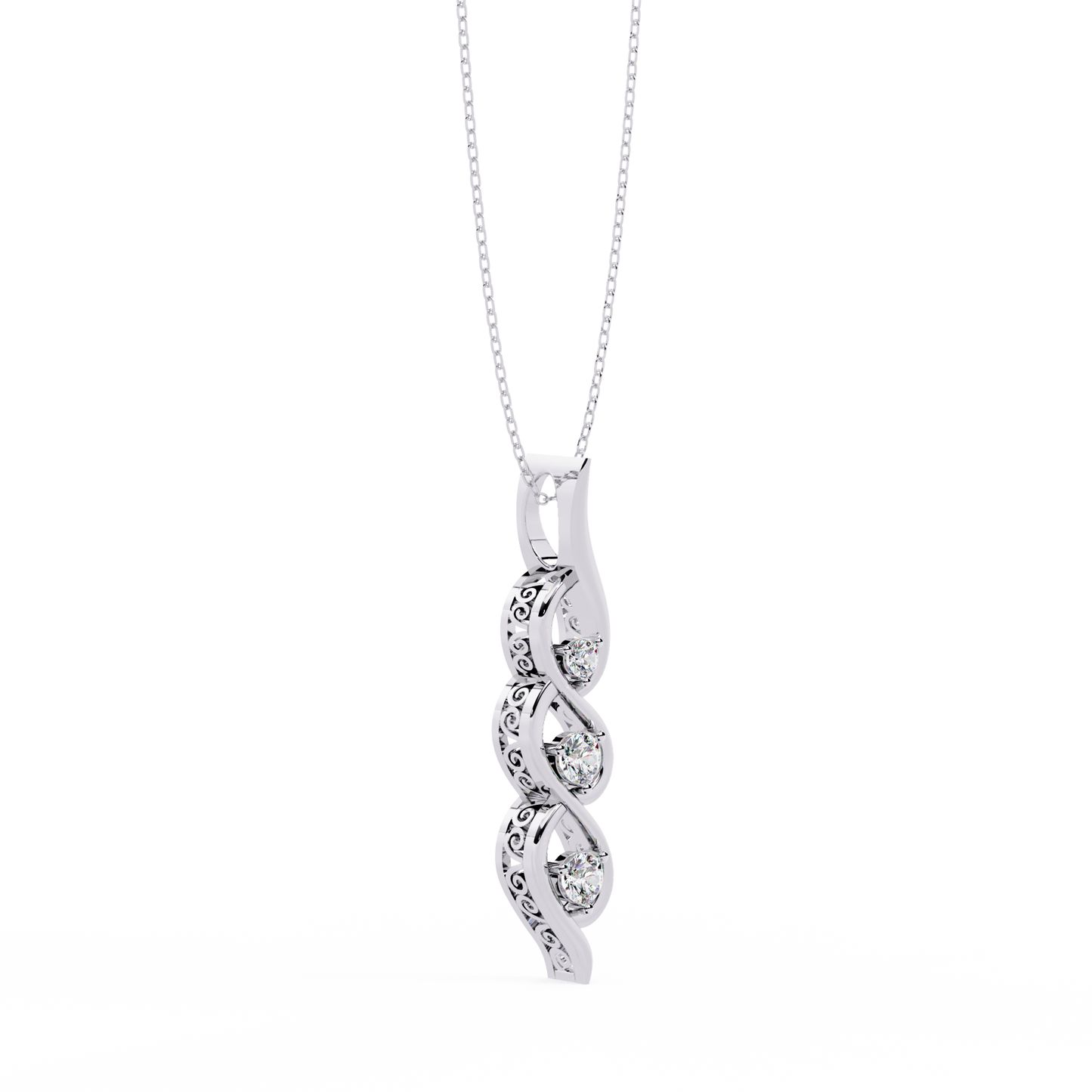 Round Luxurious Lab Grown Diamond Necklace