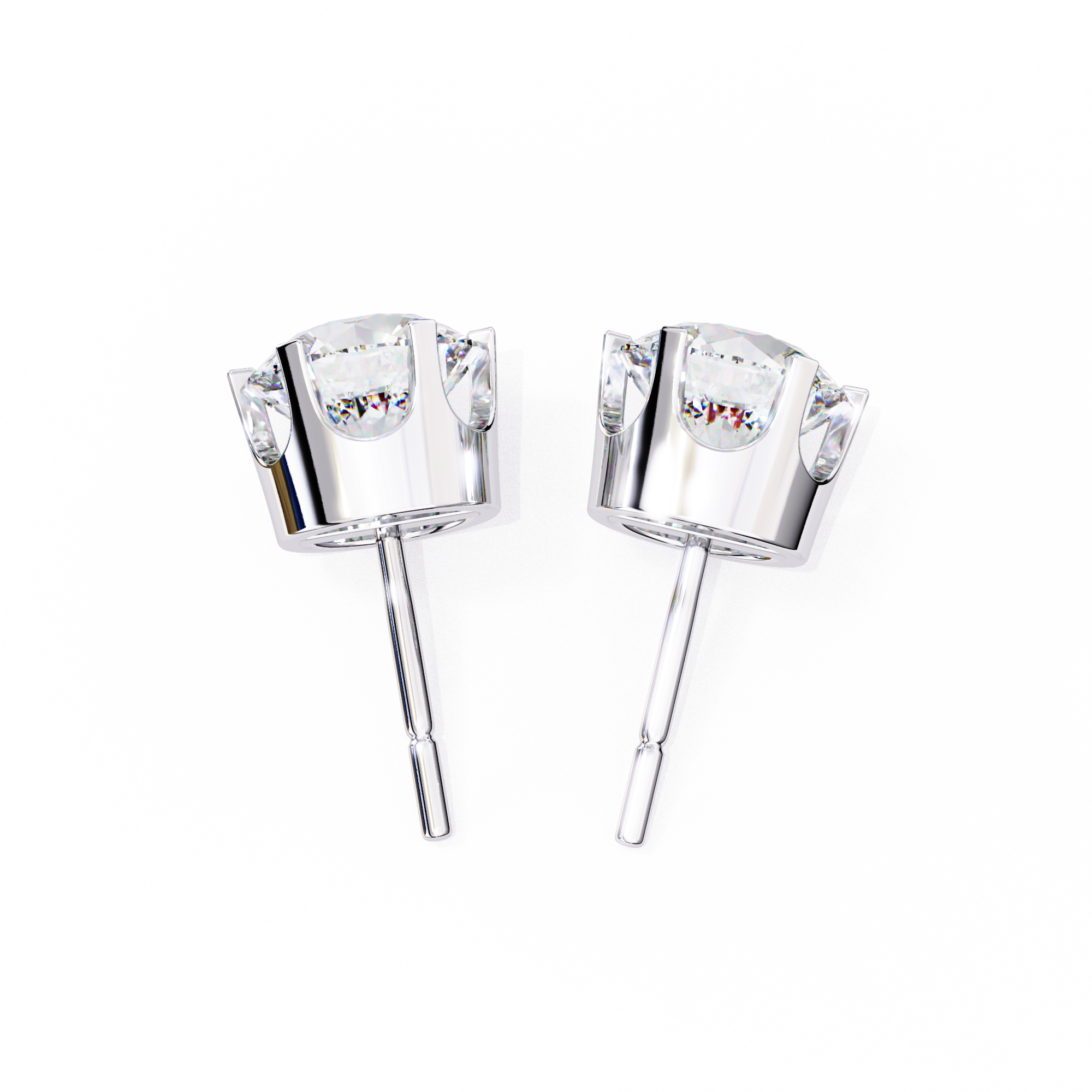 Solitaire Earring Studs Round Stone
