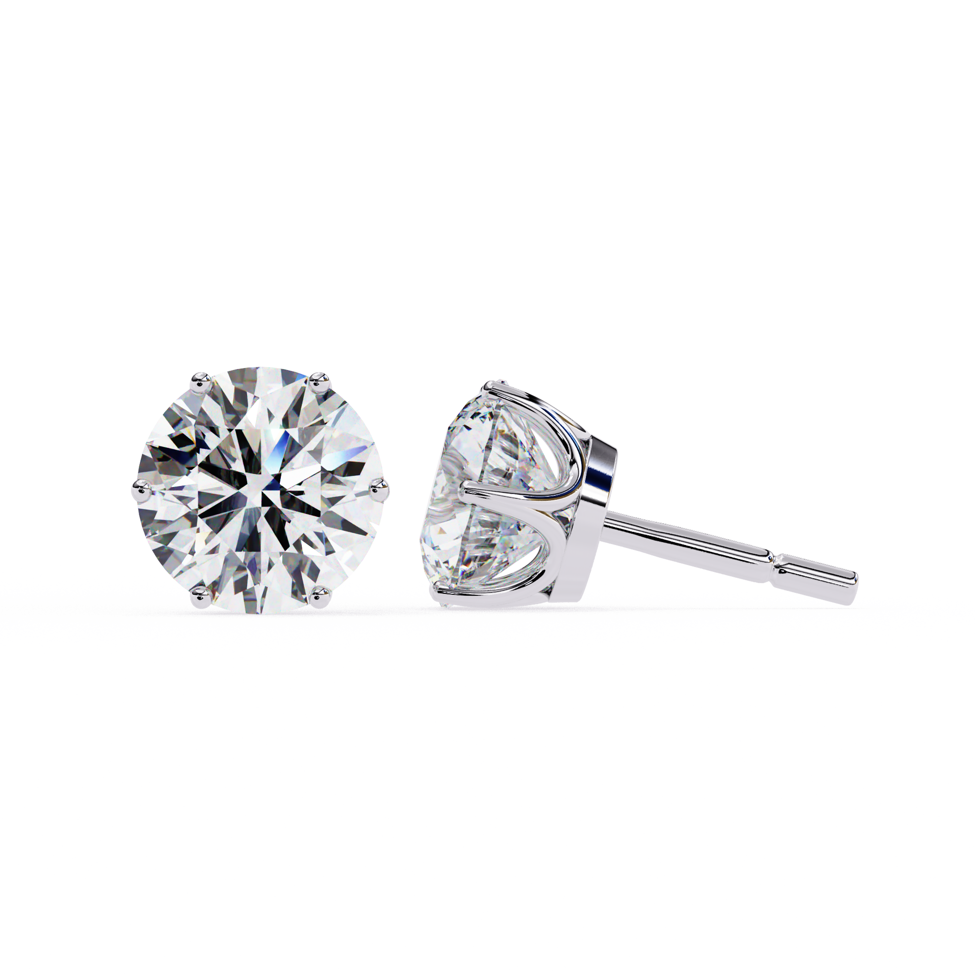 Classic Six Claw Diamond Stud Earrings