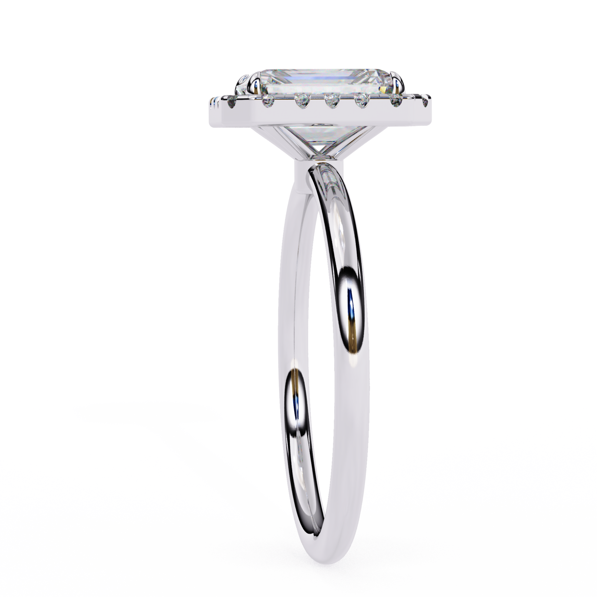 Lab Grown Emerald Diamond Halo Engagement Rings