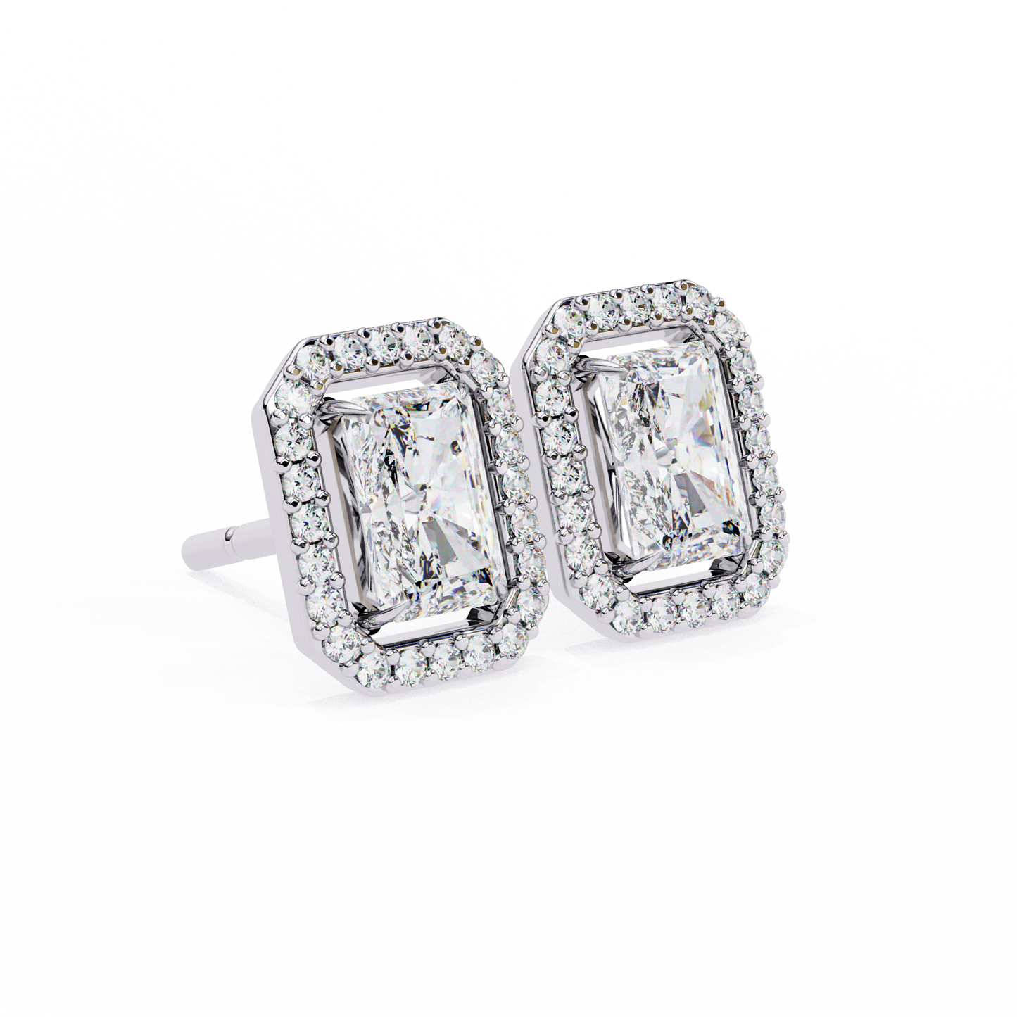 Lab Grown Diamond Earring Studs Radiant Stone