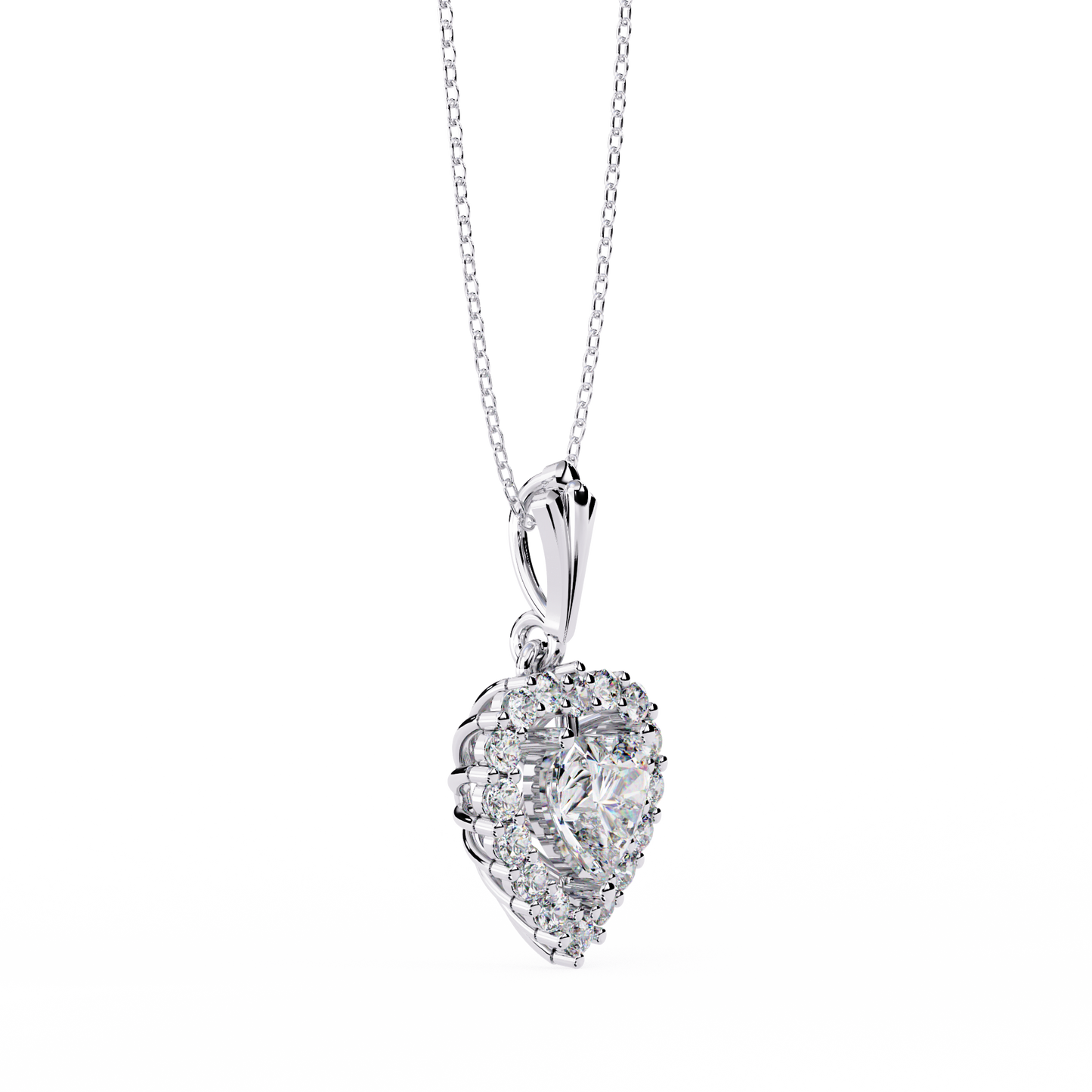 Heart-Shaped Diamond Halo Pendant Brilliant Love Symbol
