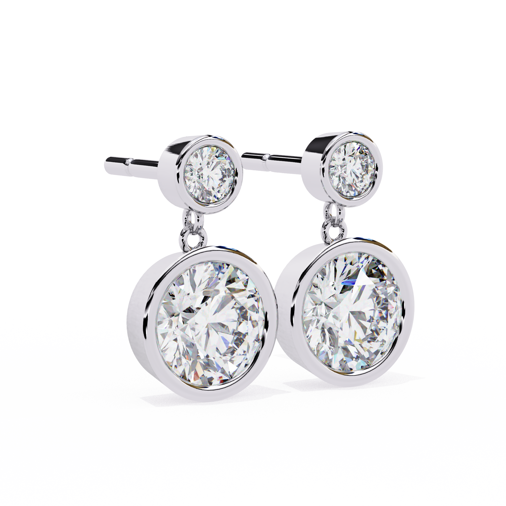 Round Bezel Set Dangle & Drop Earrings